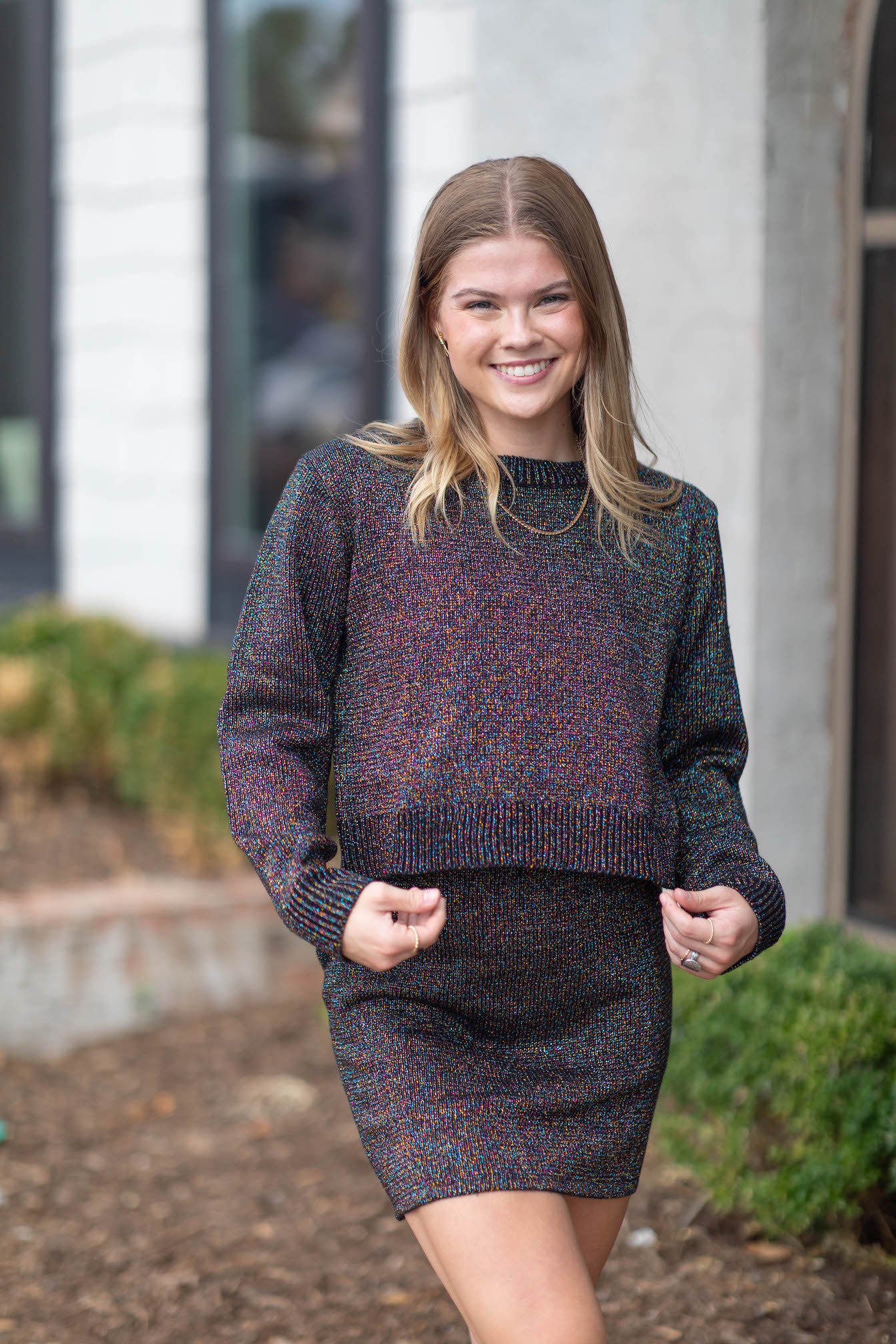 Knit Metallic Sweater Skirt