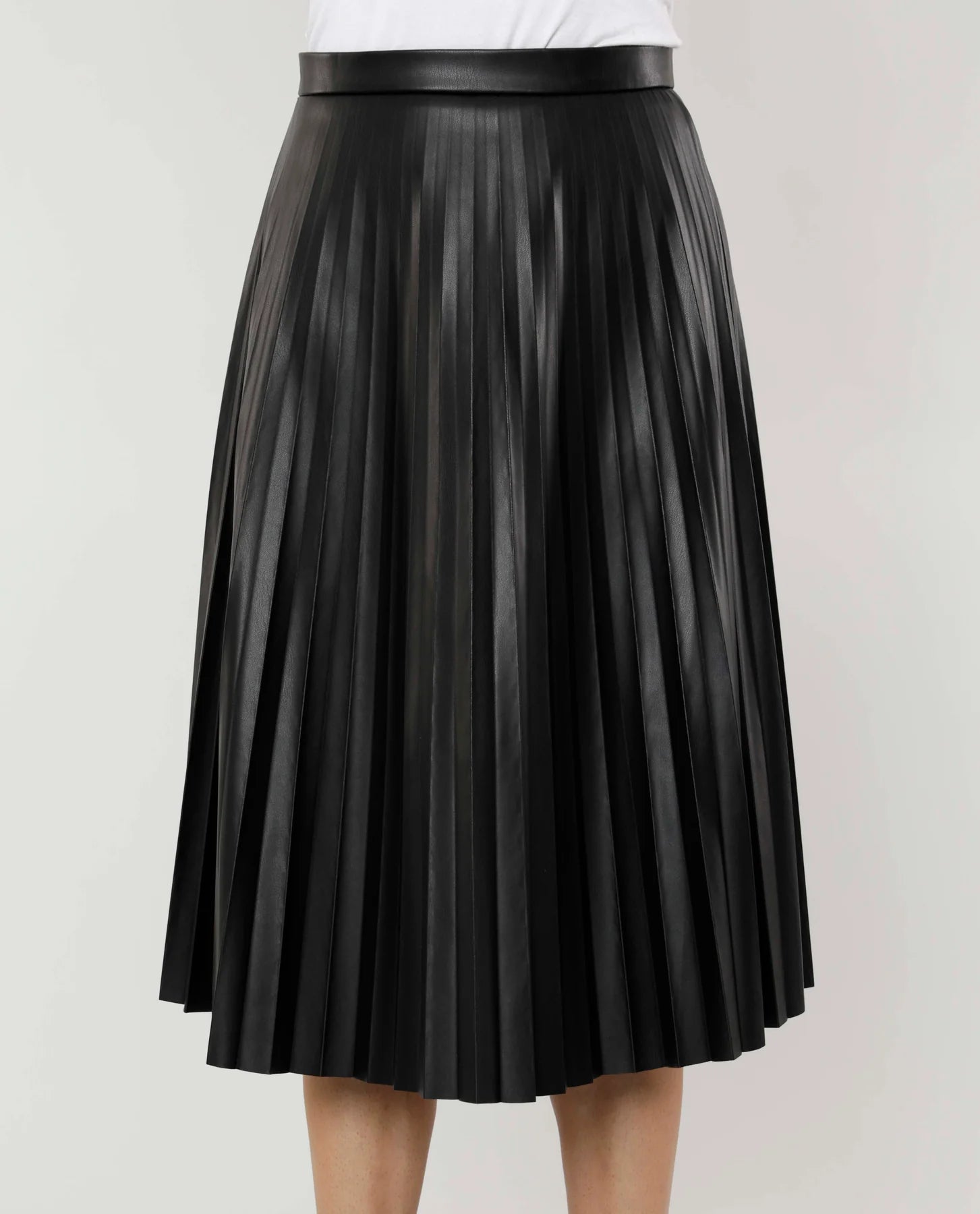 Roux Vegan Leather Midi Skirt