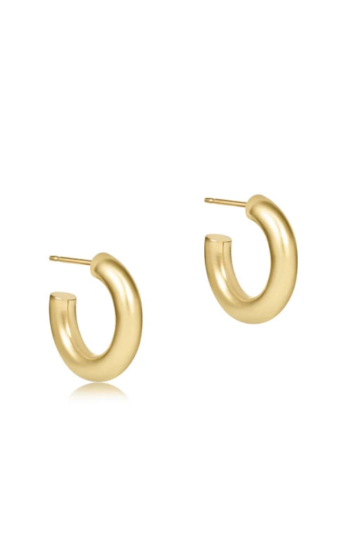 Round Gold 0.5" Post Hoop 4mm Smooth