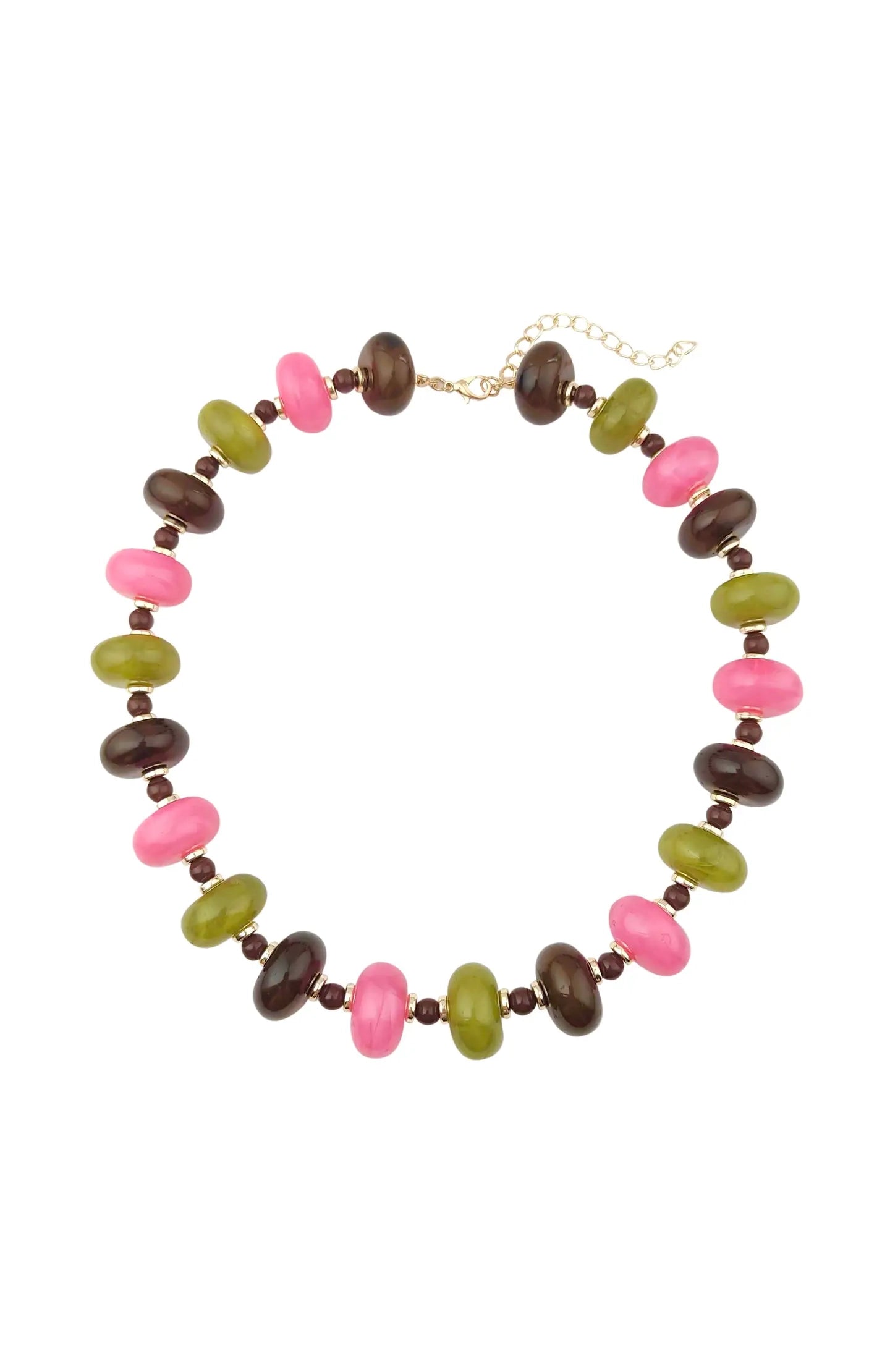 Tonya Chunky Beaded Necklace - Pink/Brown