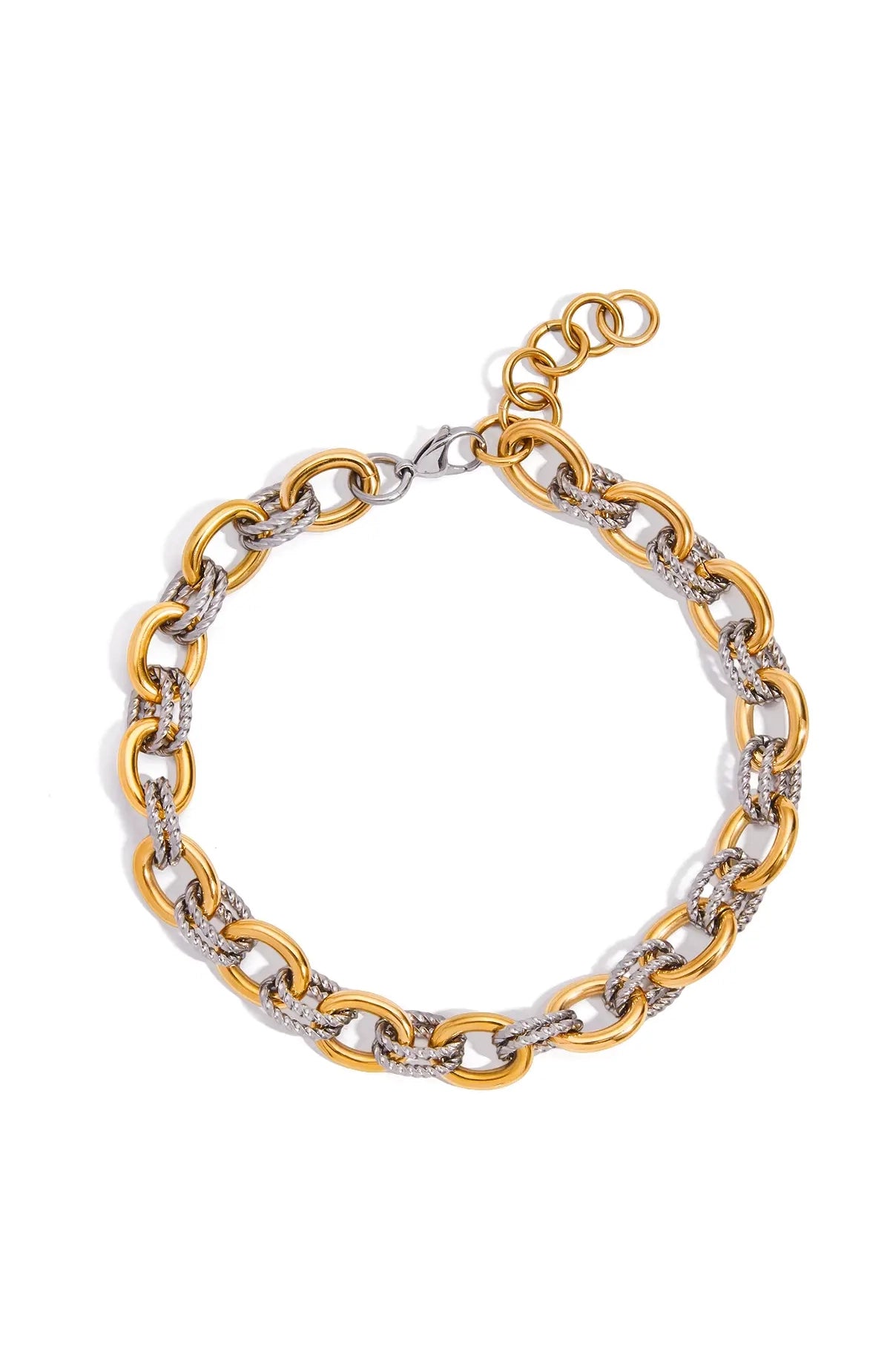 Mixed Metal Gold & Silver Link Necklace - Waterproof