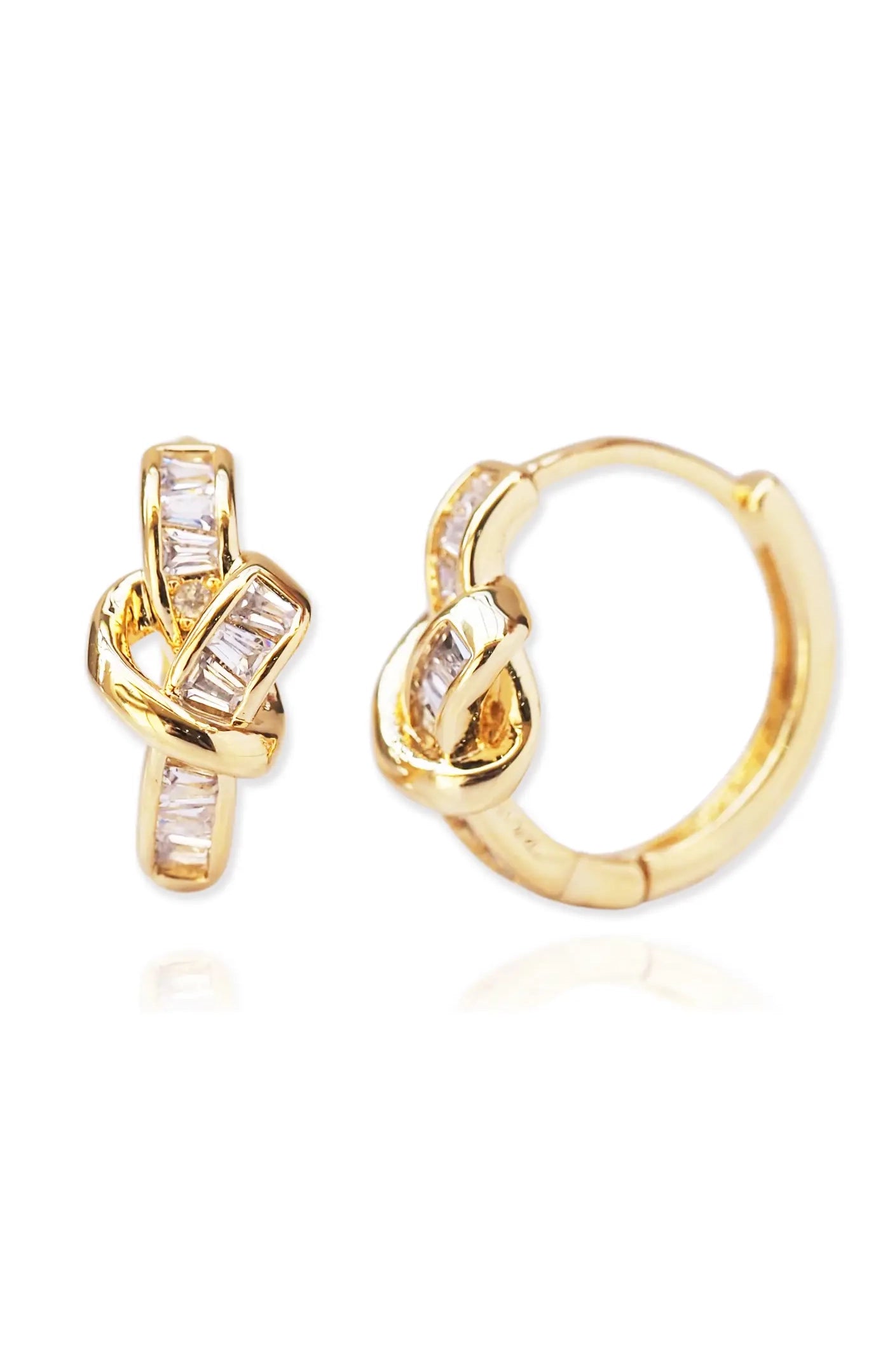 Love Knot Baguette Art Deco Huggie
