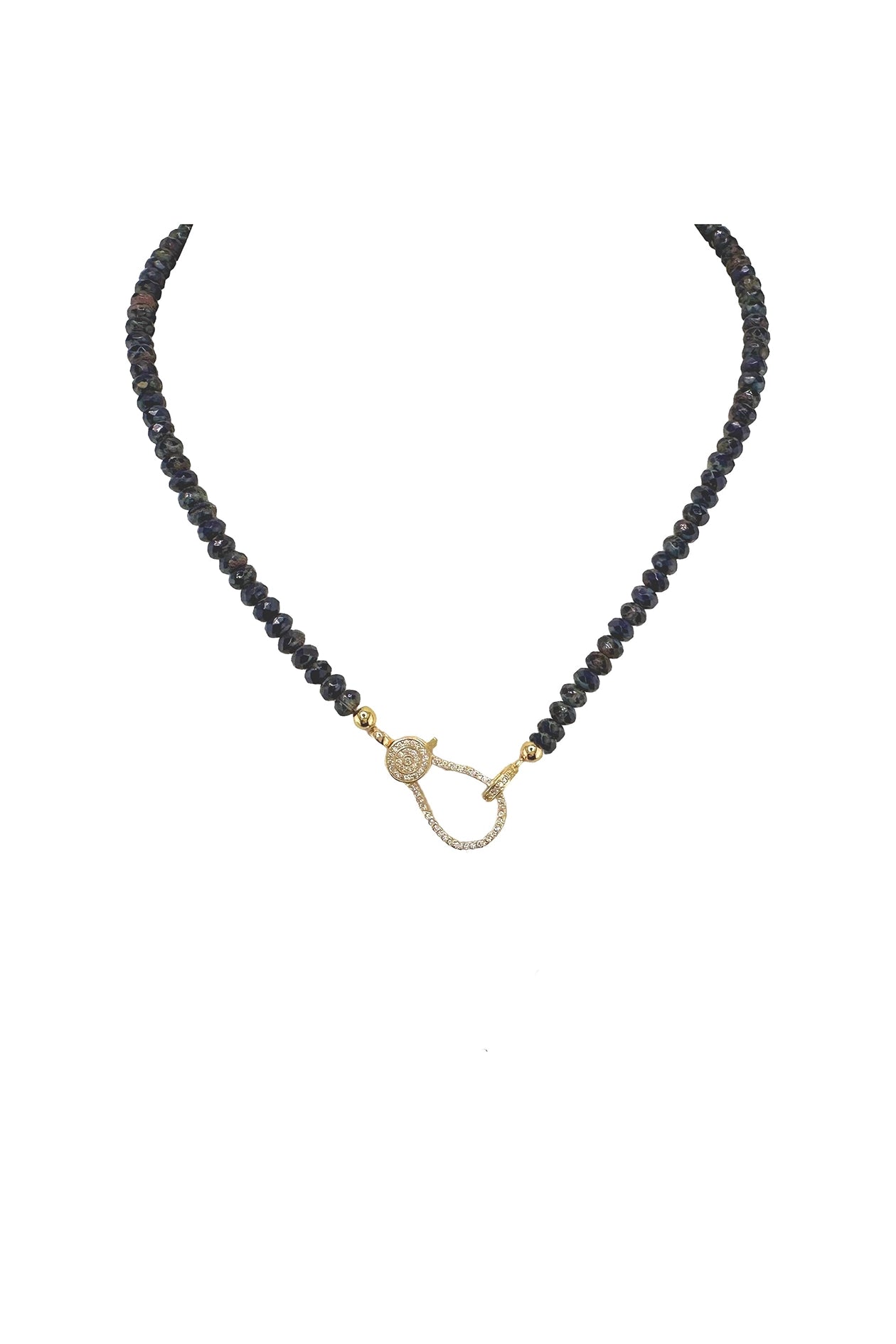 18" Harper Crystal Clasp Necklace - Black