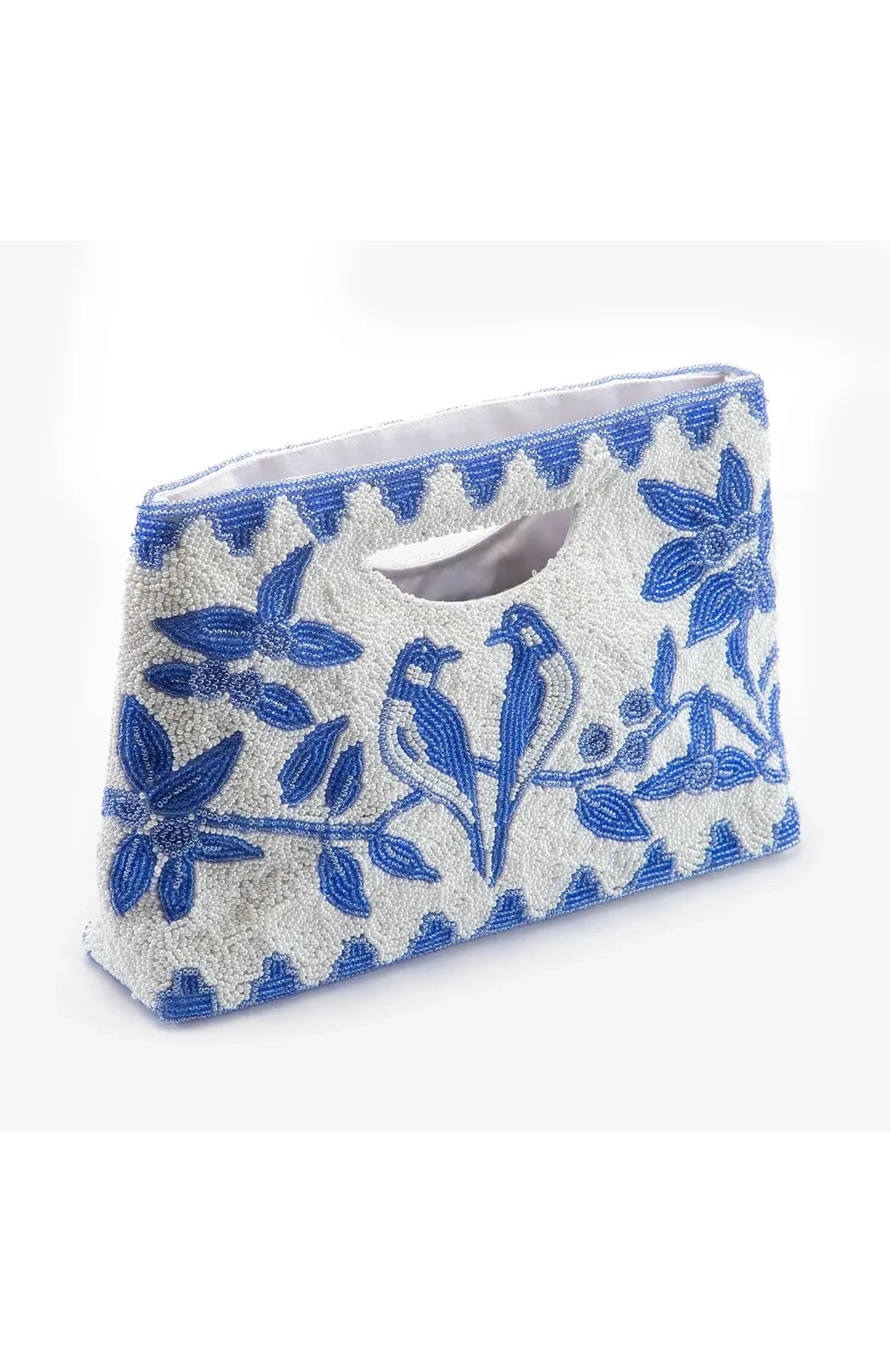 Clutch Blue Beaded Floral & Bird