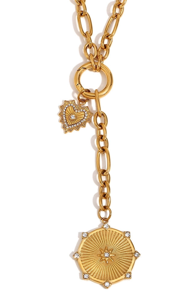 Radiant Sunburst Lariat Charm Necklace