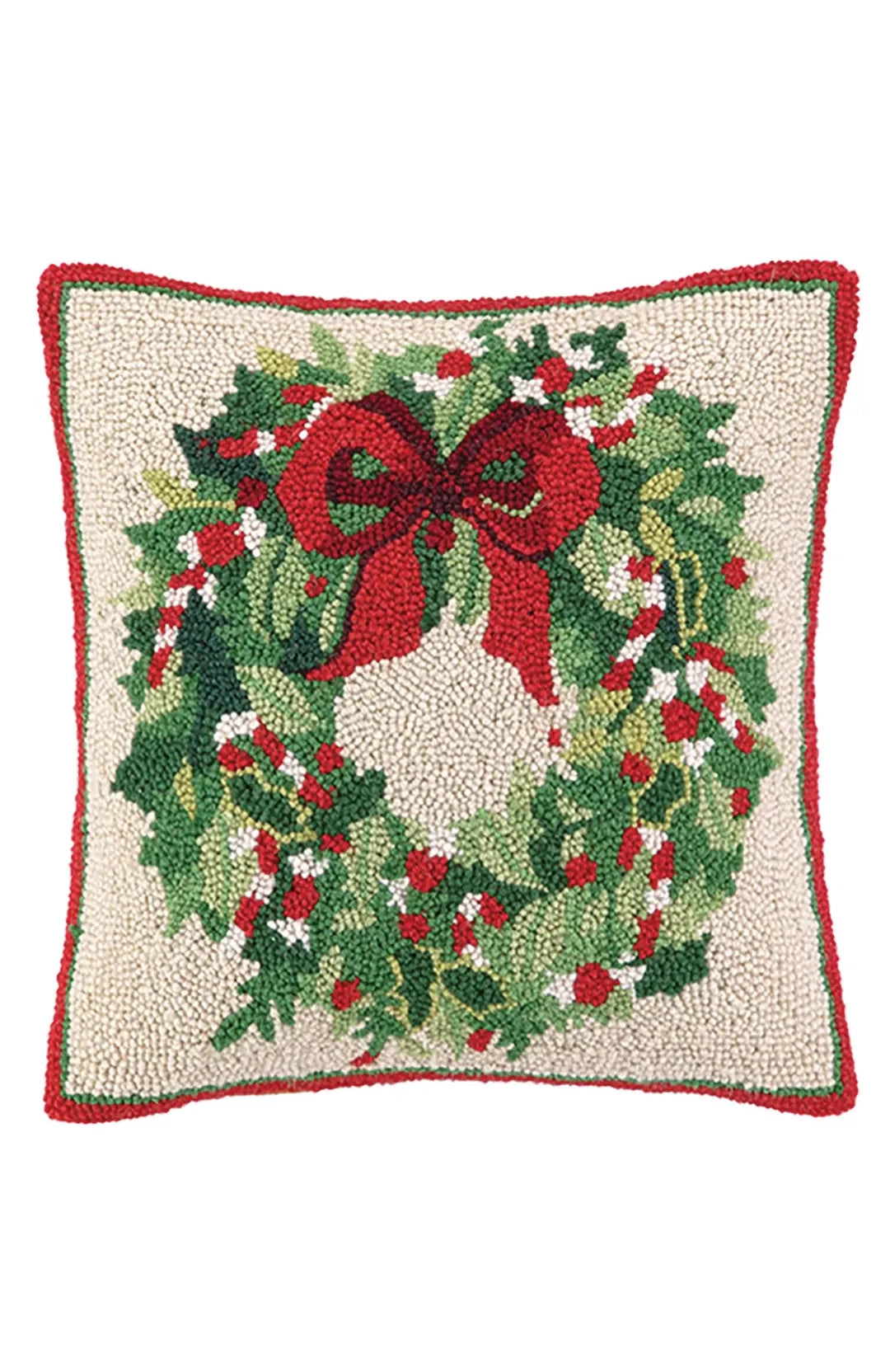 Classic Christmas Wreath Hook Pillow