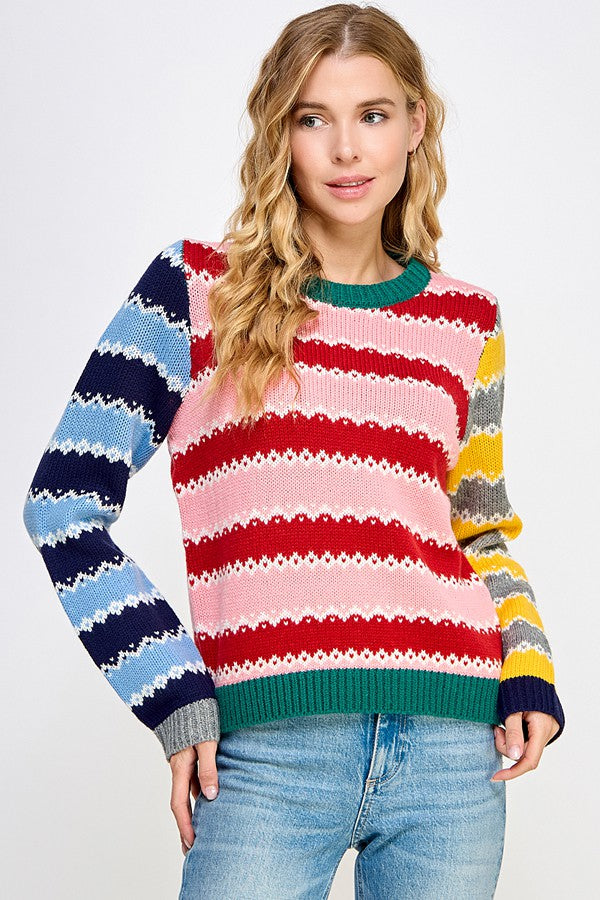 Sally Stripe Colorblock Sweater