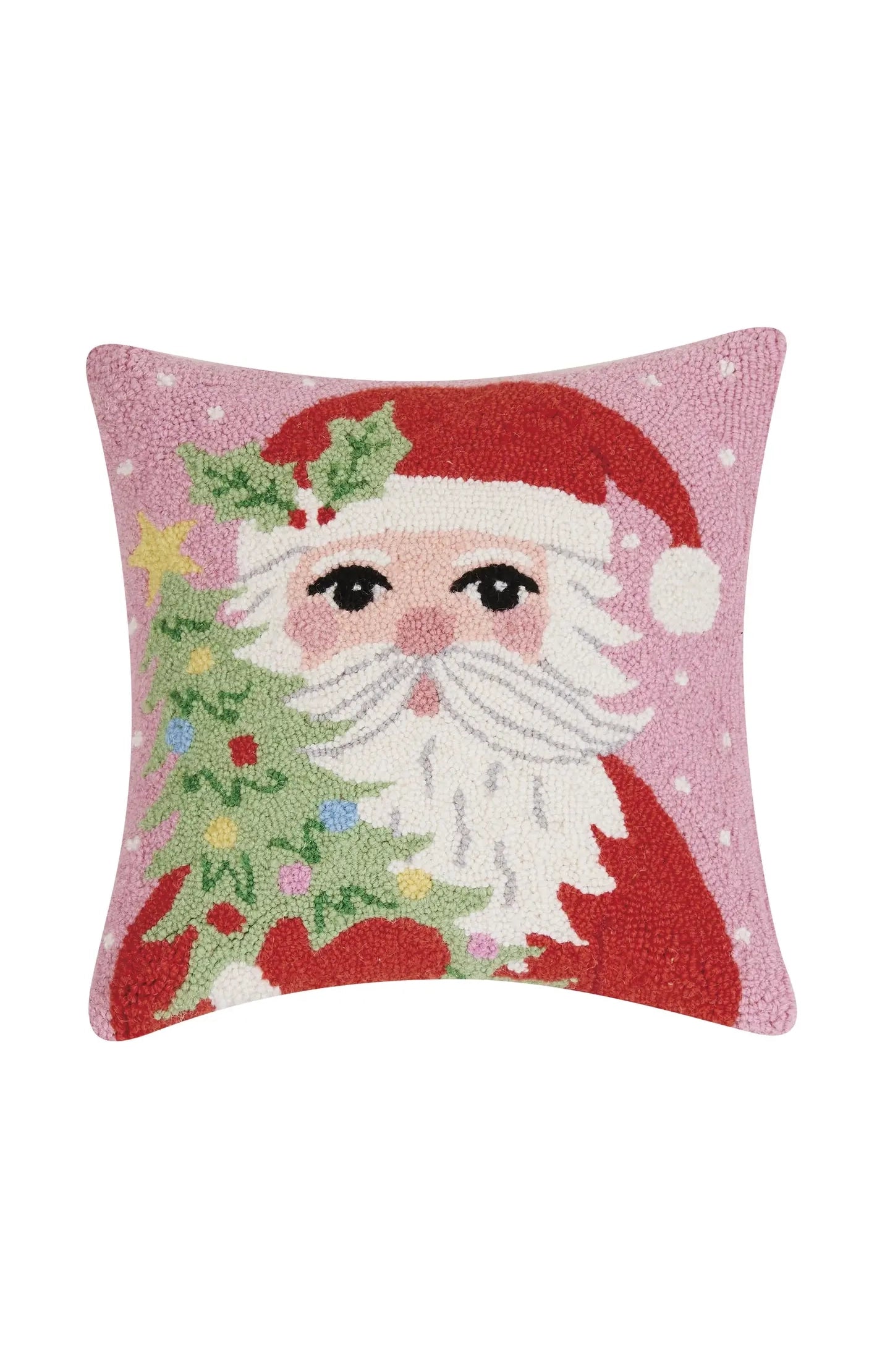 Santa Holding Tree Hook Pillow 16x16