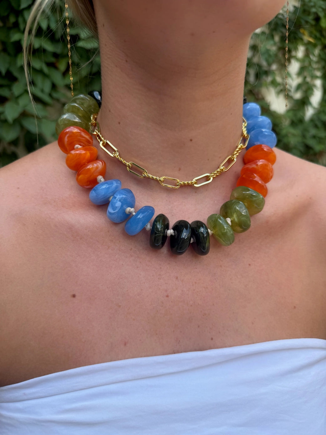 Delray Chunky Beaded Necklace - Fall Multi