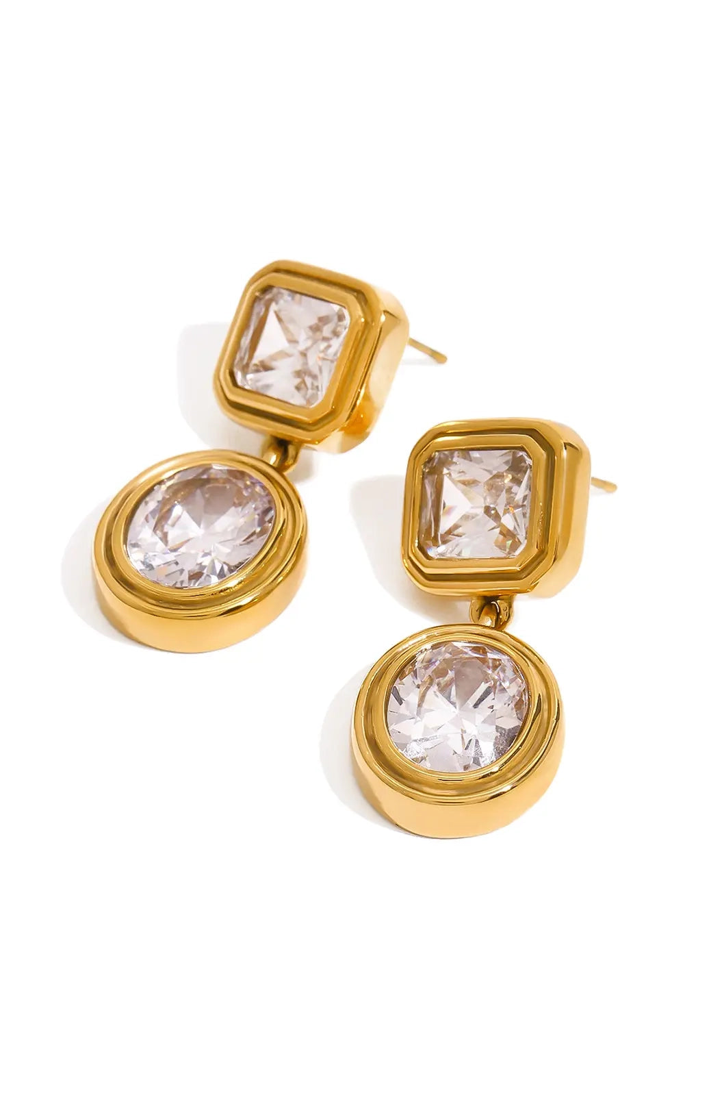 Gold Bezel Earrings - Waterproof