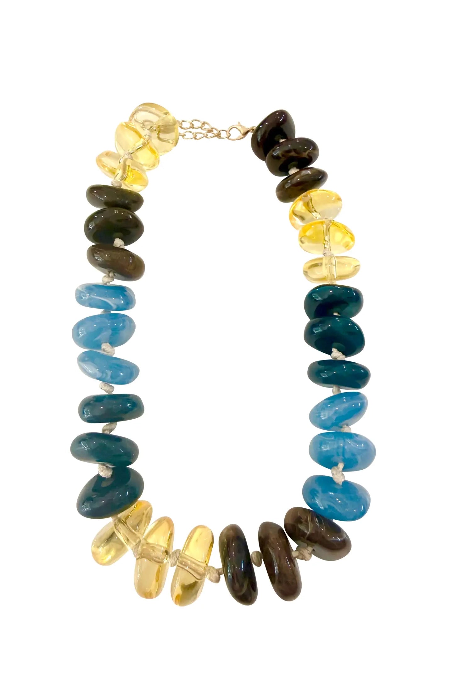 Delray Chunky Beaded Necklace - Blue/Yellow