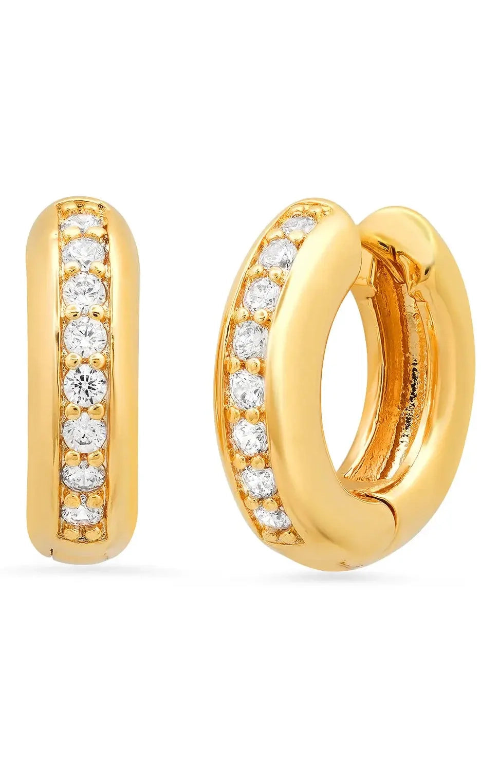 Gold Huggies with Cz Accent