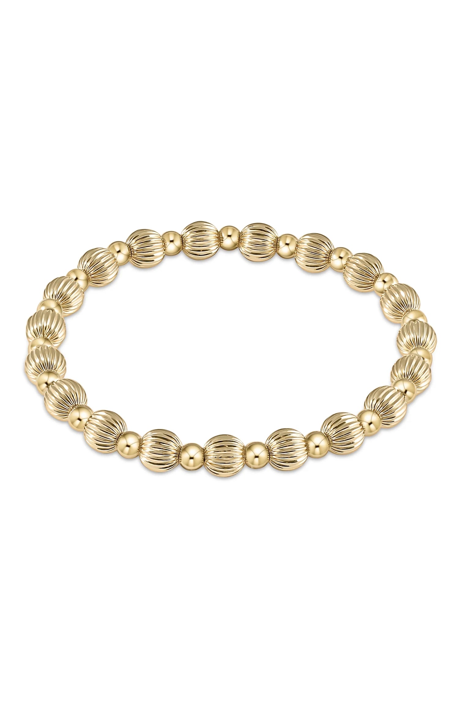 enewton Extends - Dignity Grateful Pattern 6mm Bead Bracelet - Gold