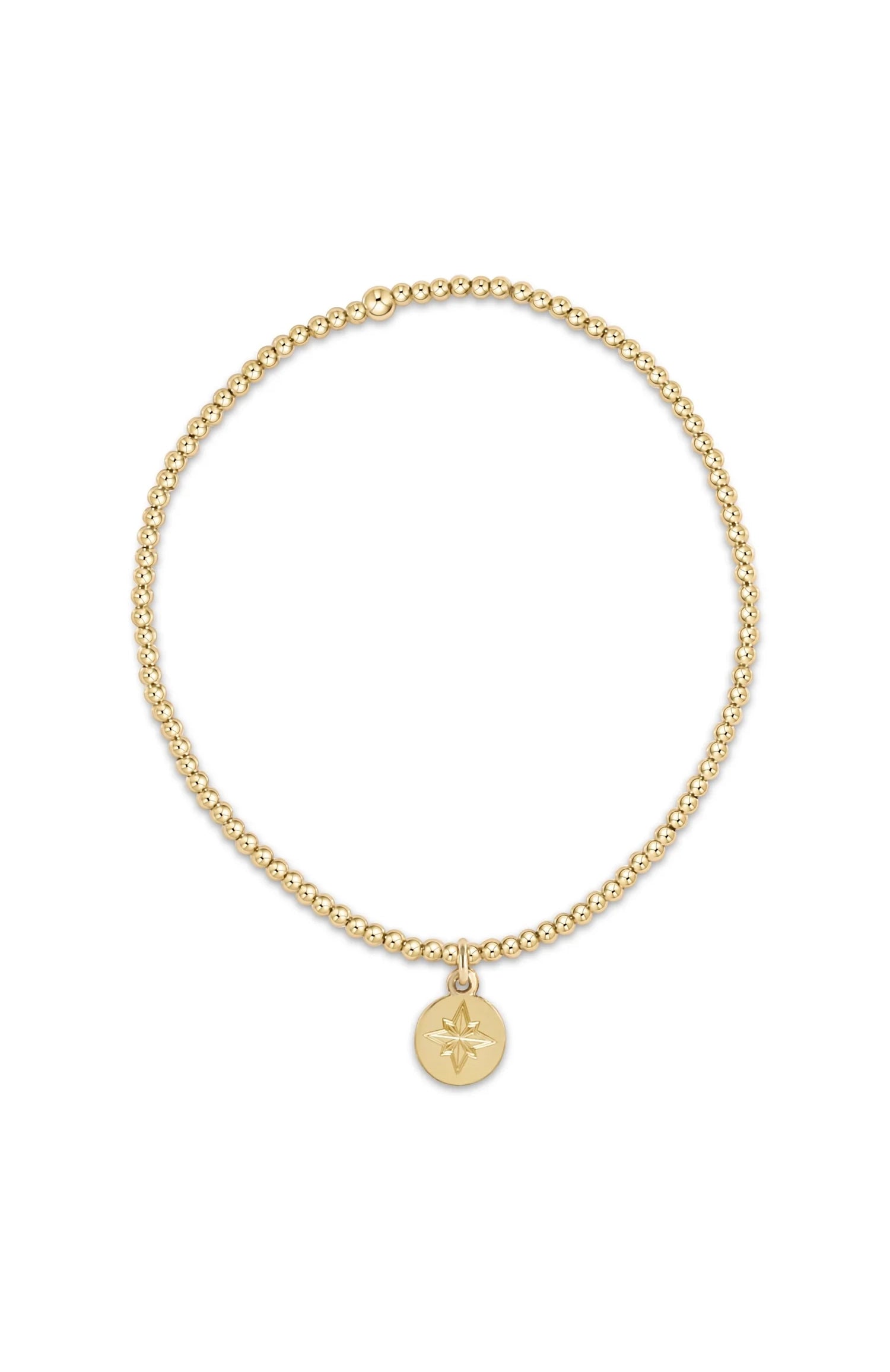 Classic Gold 2mm Bead Bracelet - Direction Gold Disc