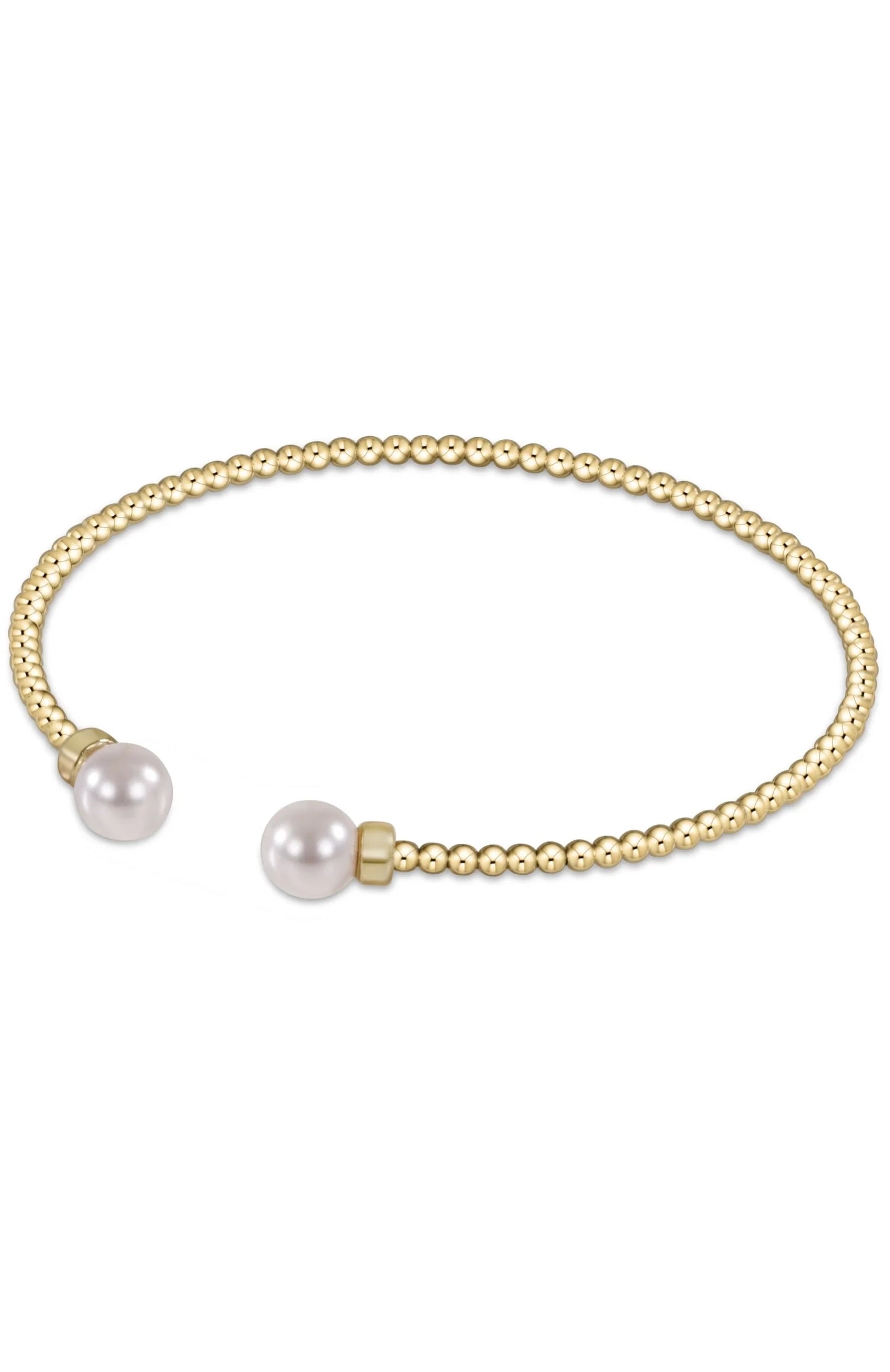 Classic Gold 2mm Bead Cuff - Pearl