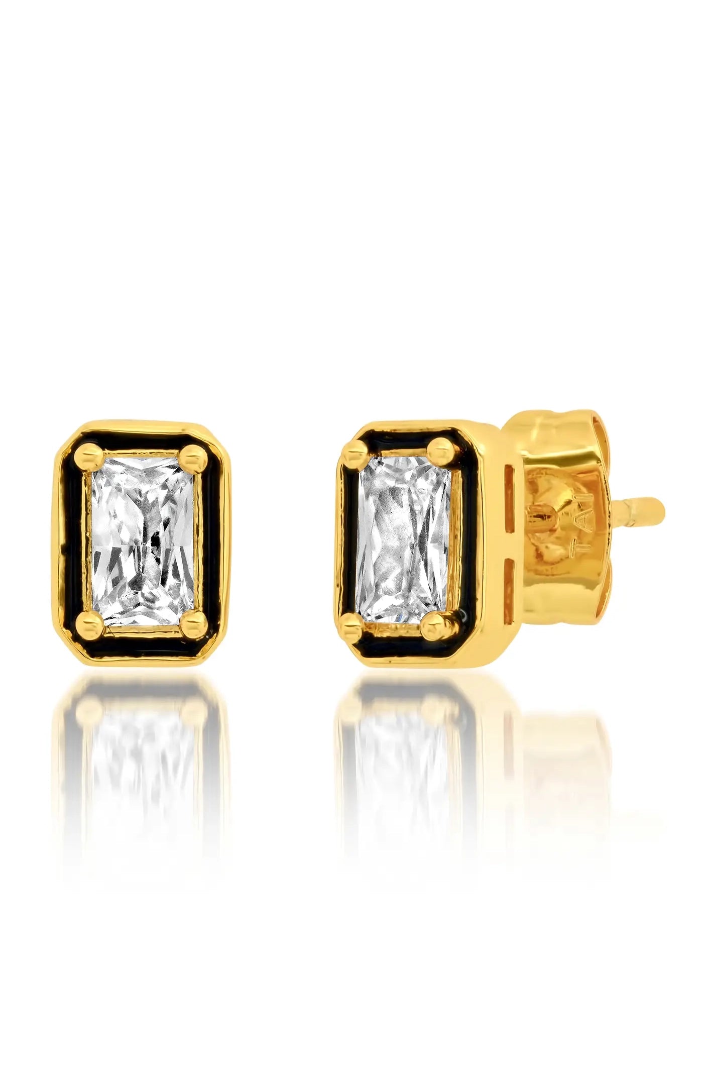 Baguette Cz Studs with Enamel Accents