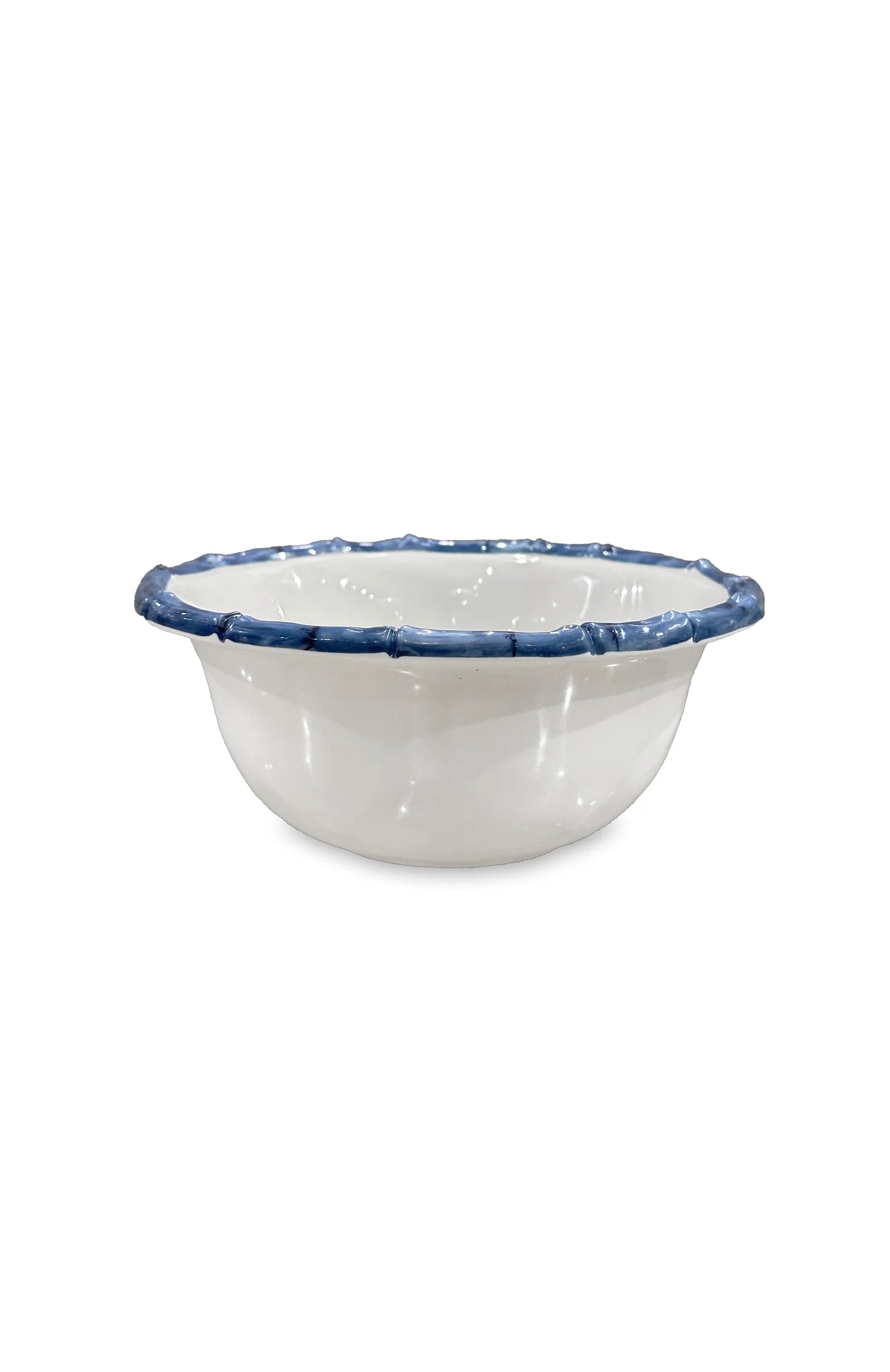 VIDA Bamboo 7.5" Cereal Bowl Set of 4 (White and Blue)