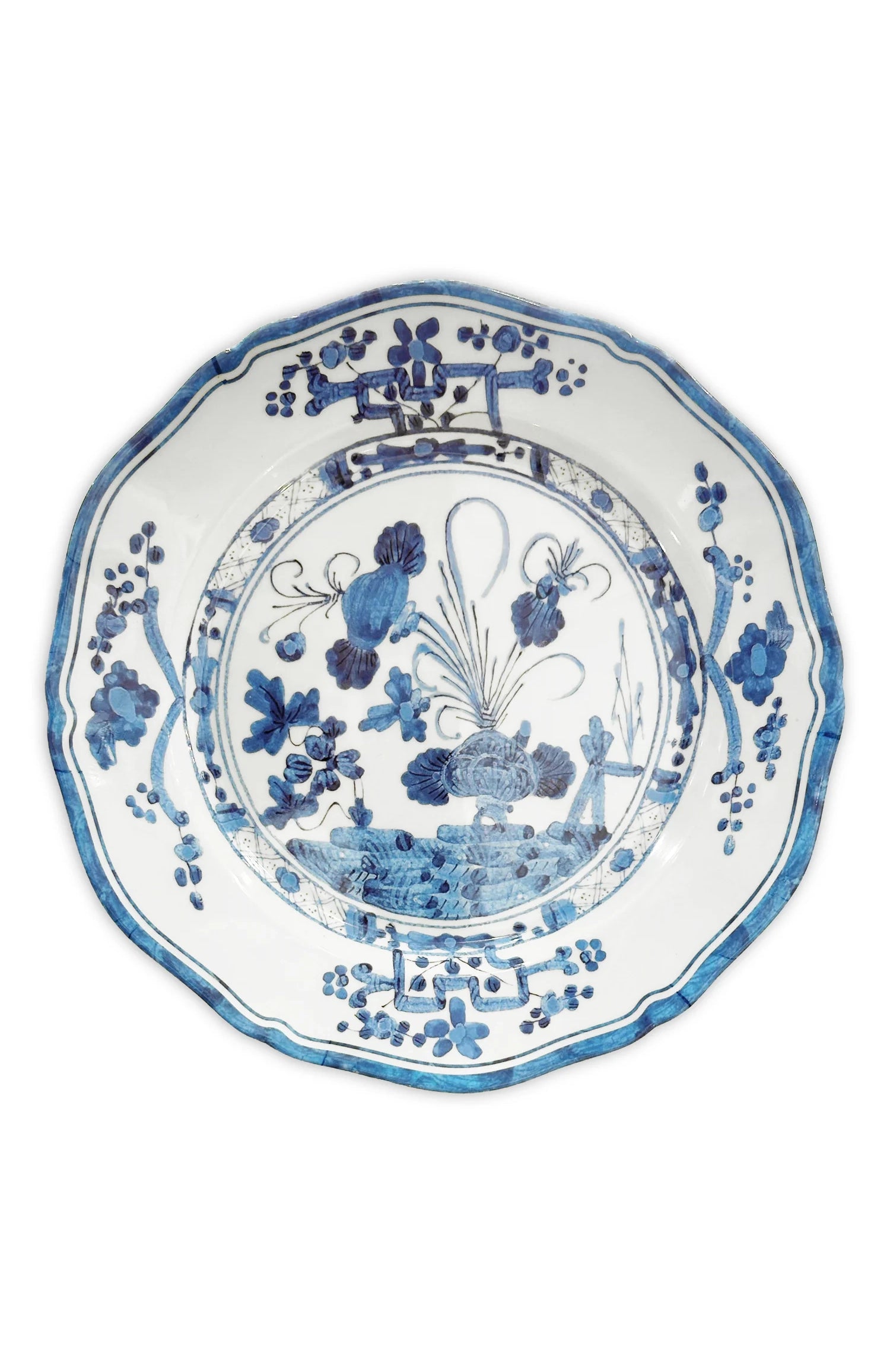 VIDA Faenza 11" Dinner Plate Set of 4 (White and Blue)