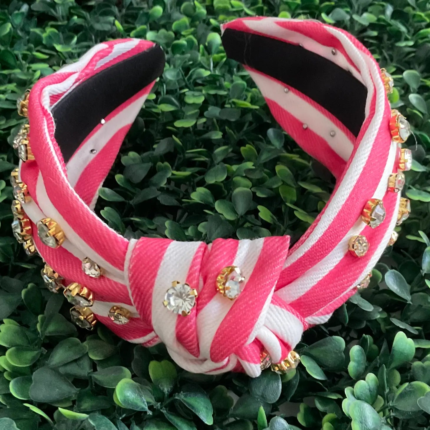 Cabana Striped Rhinestone Headband Pink