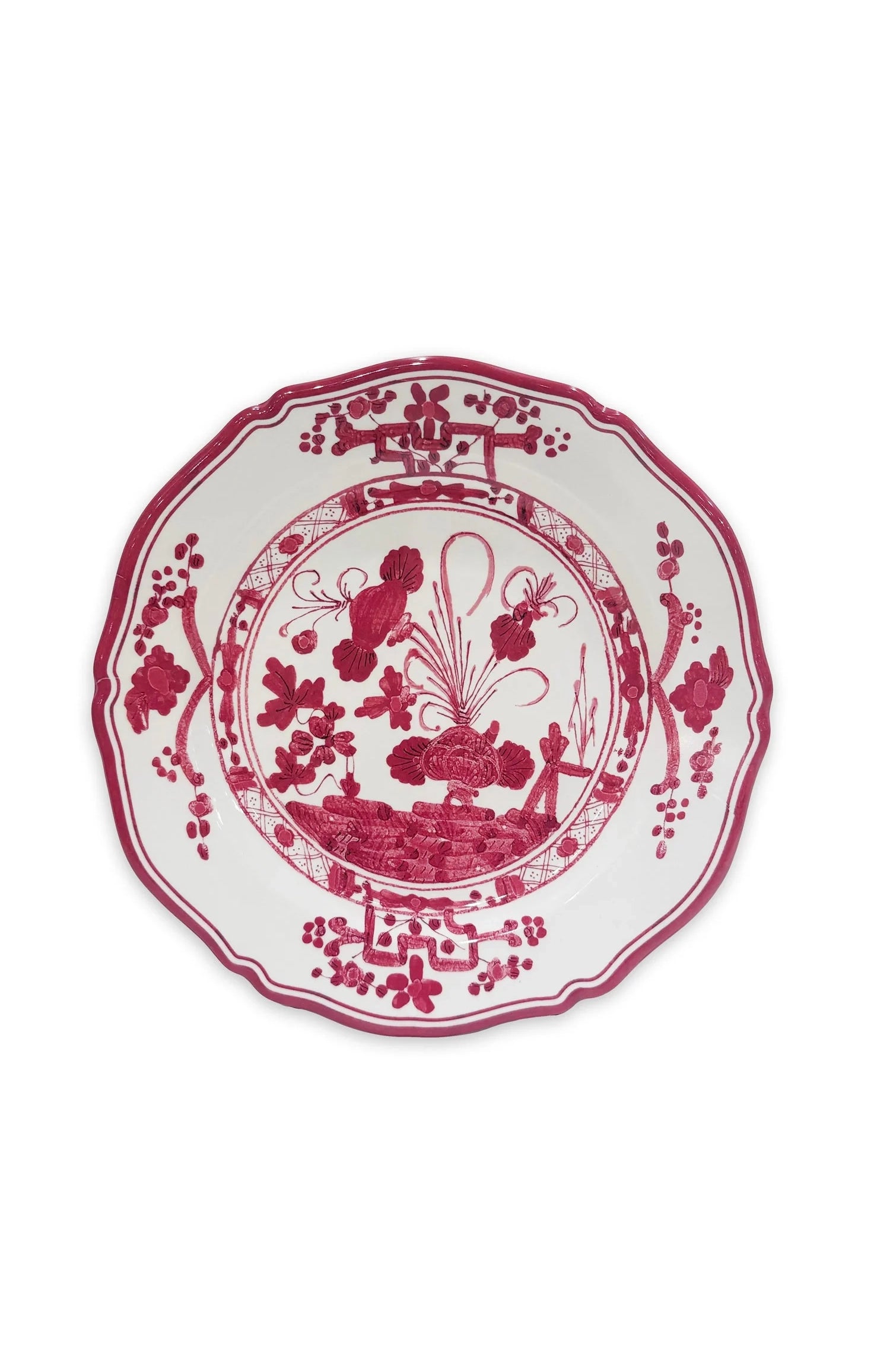 VIDA Faenza 11" Dinner Plate Set of 4 (Deep Pink and White)