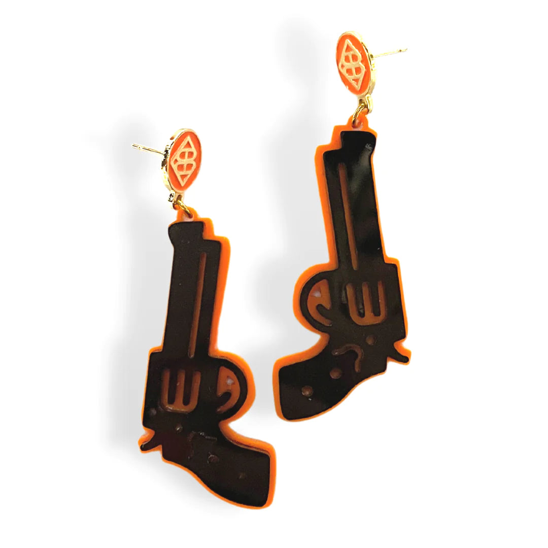 Black & Orange Pistol Earrings