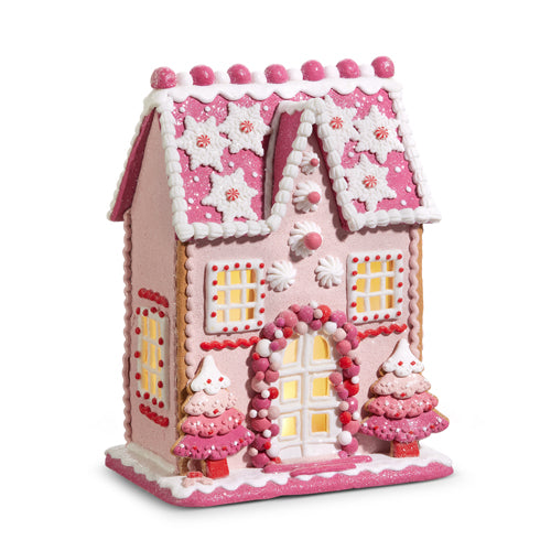 13" Pink Gingerbread House