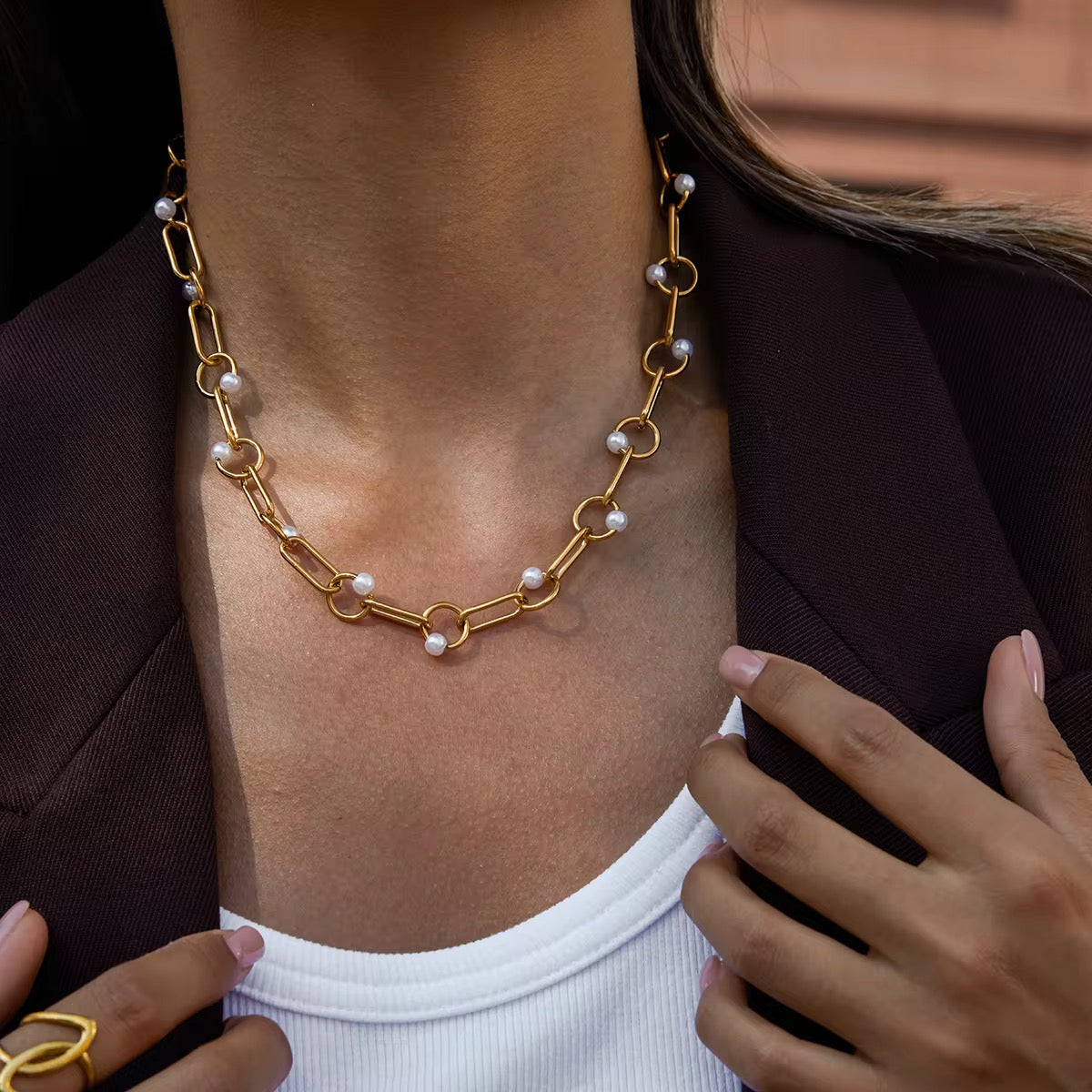 Pearl Loop Necklace -Water Resistant