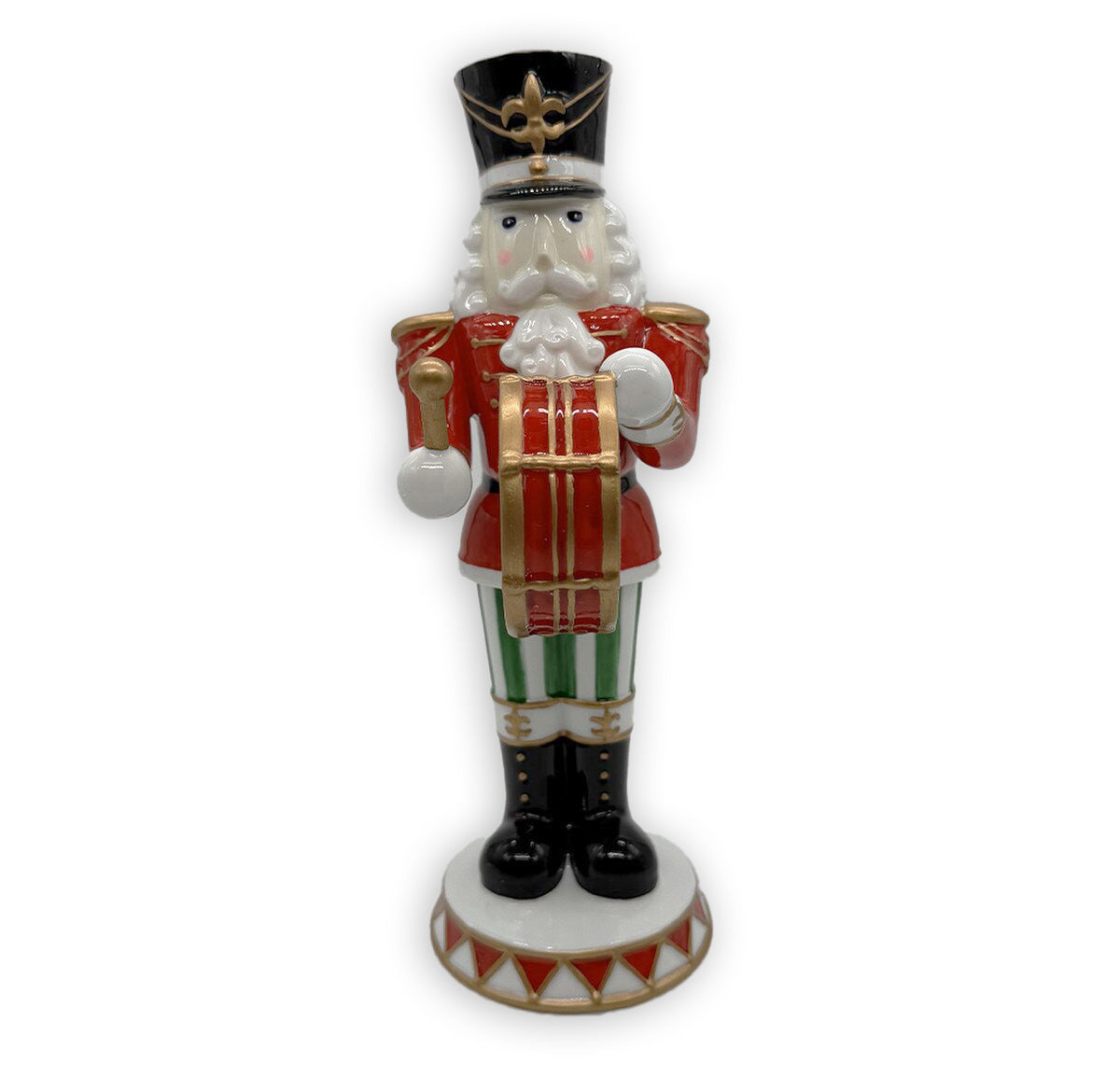 10.5" Glazed Porcelain Drumming Nutcracker - Red/Black
