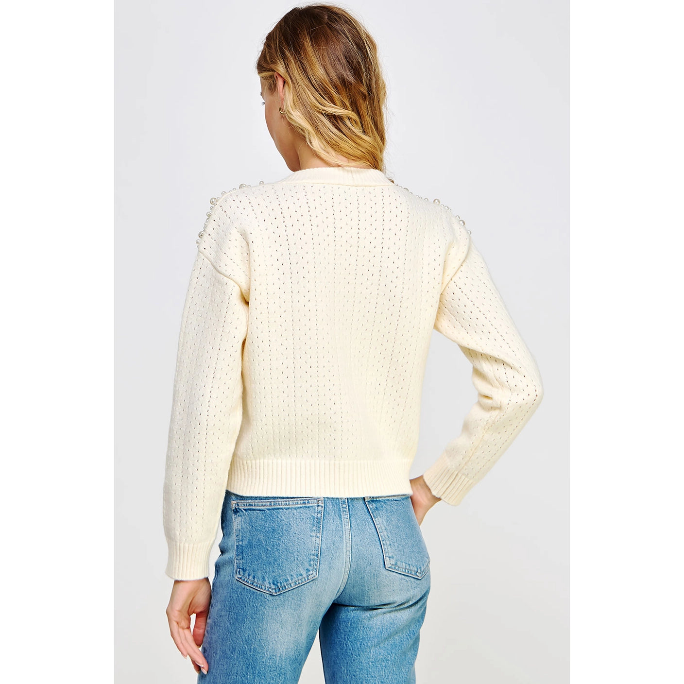 Cardigan sweater with pearls best sale