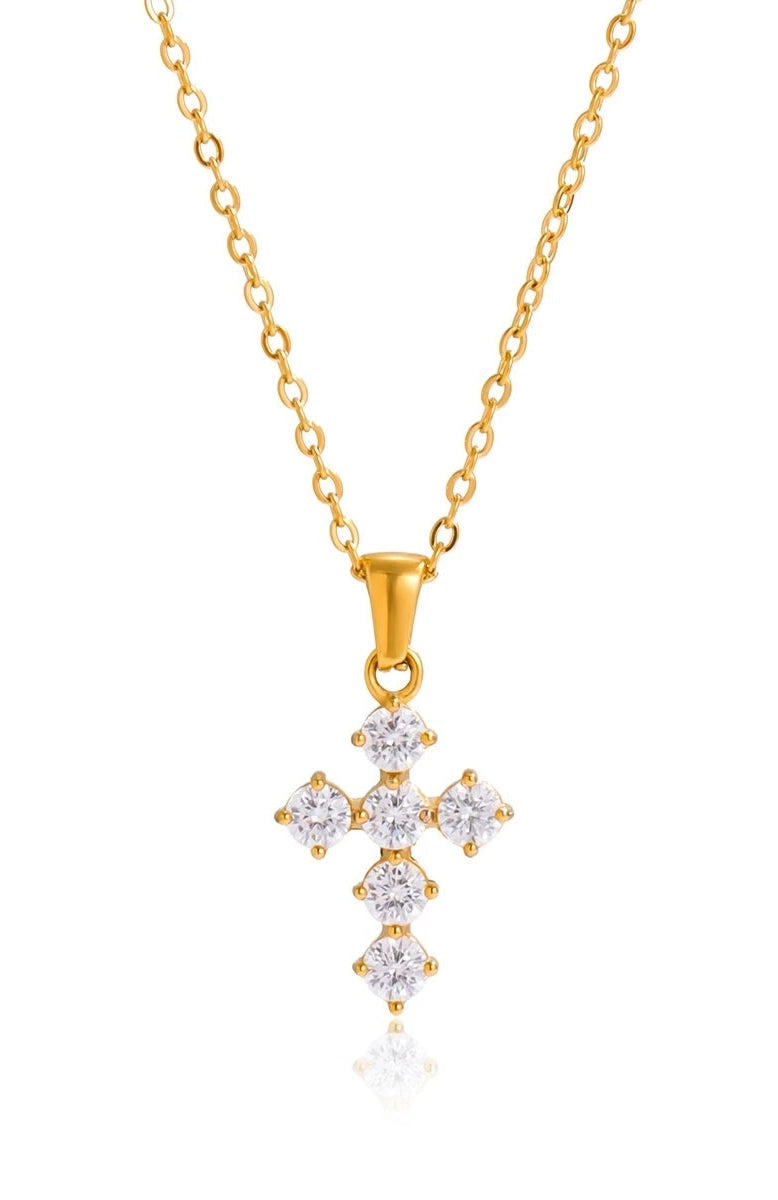 Mixed Metals Silver and Gold Waterproof Mini Cross Necklace