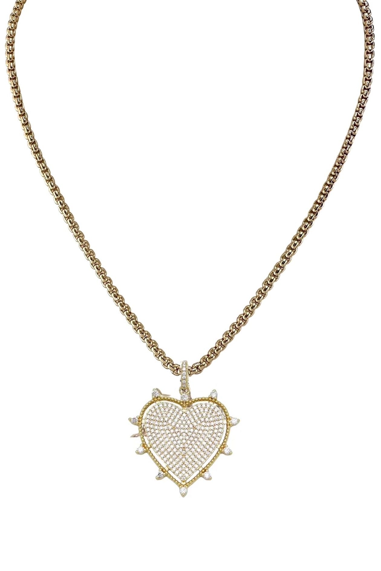 Lindsay Heart Box Link Necklace - Gold