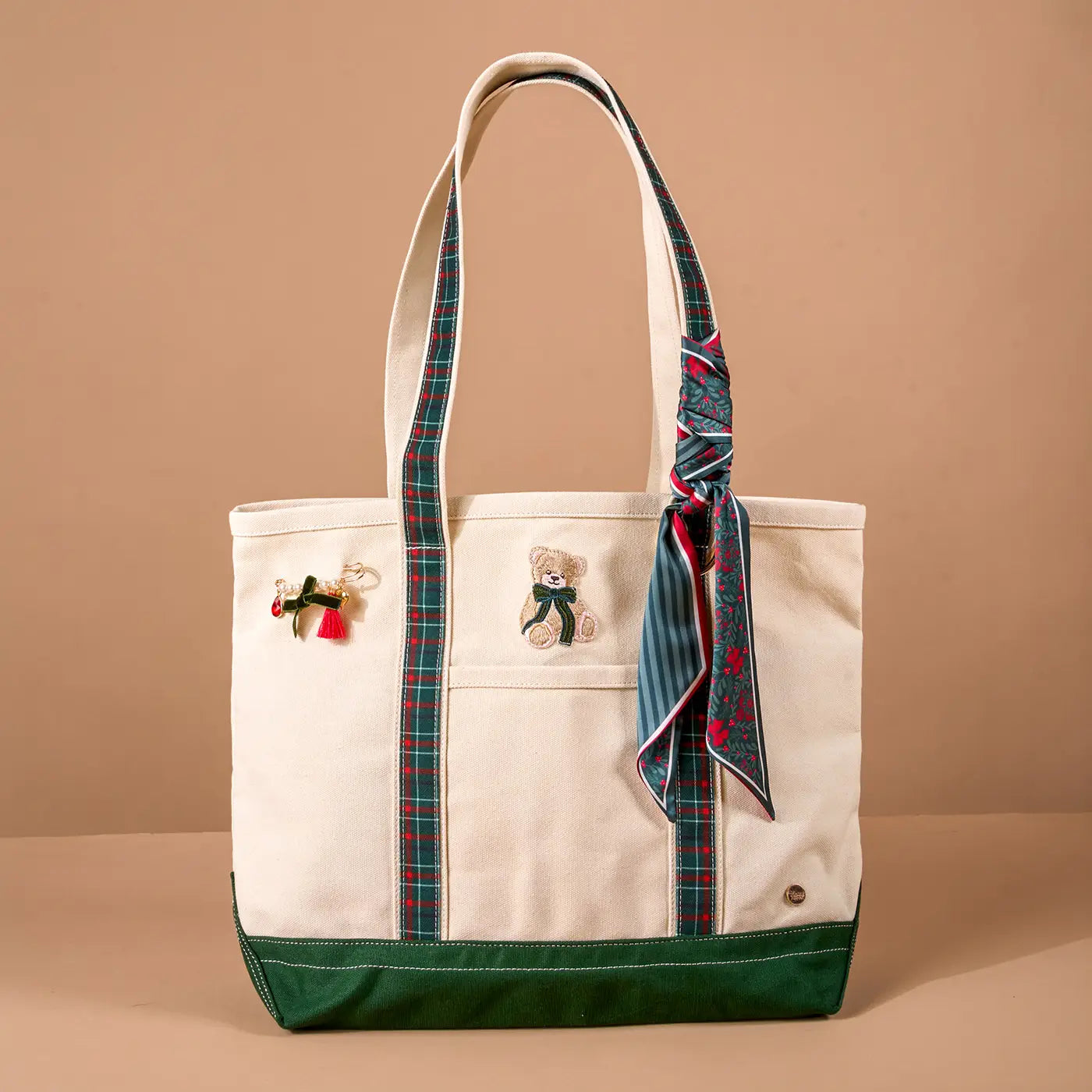 The Darling Canvas Tote Bag - Evergreen Plaid