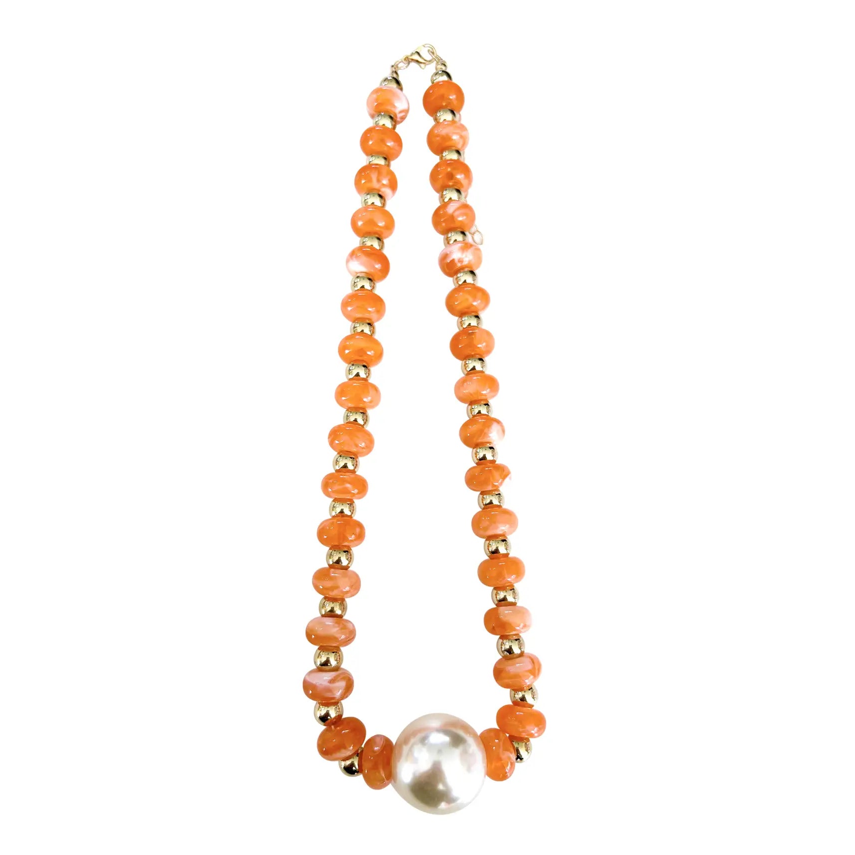 Aylani Orange Beaded Pearl Necklace