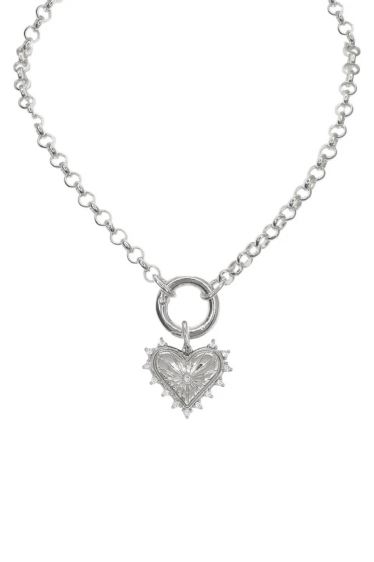 Sarah Diamond Style Heart Necklace - Silver