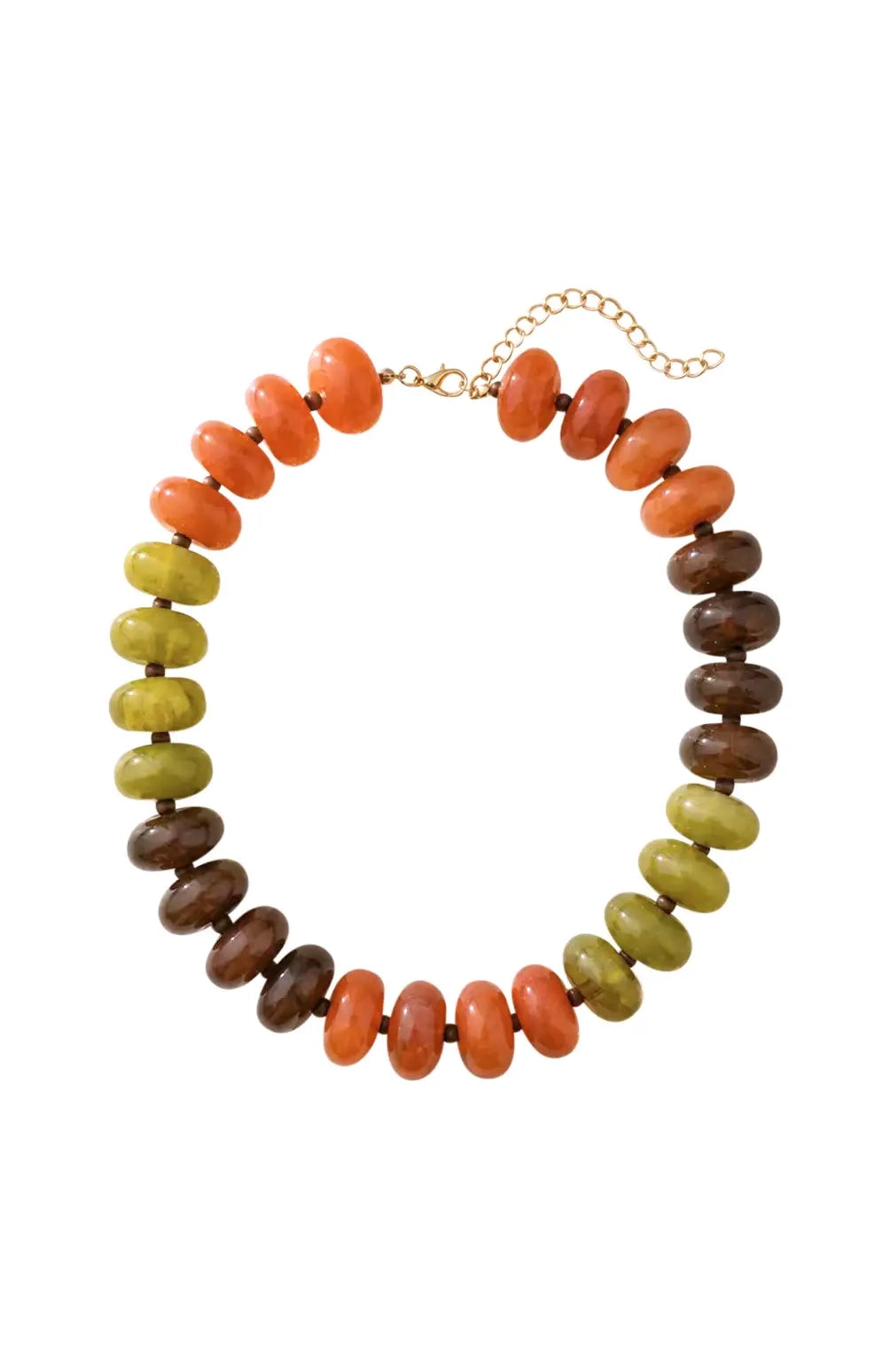 Carissa Chunky Beaded Necklace - Chartreuse Orange