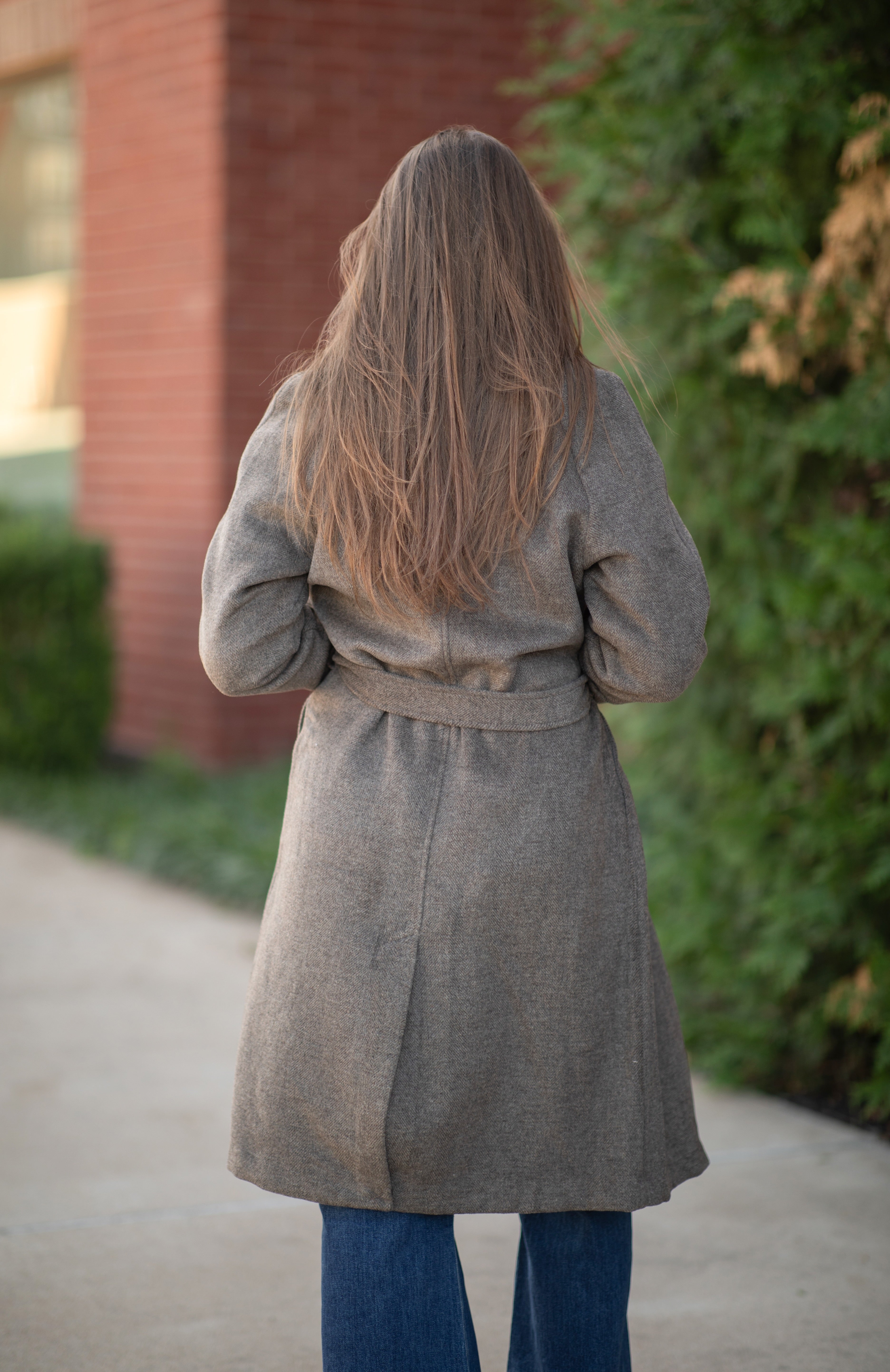 CASSIOPEIA LADIES SHAWL COLLAR HERRINGBONE WRAP COAT