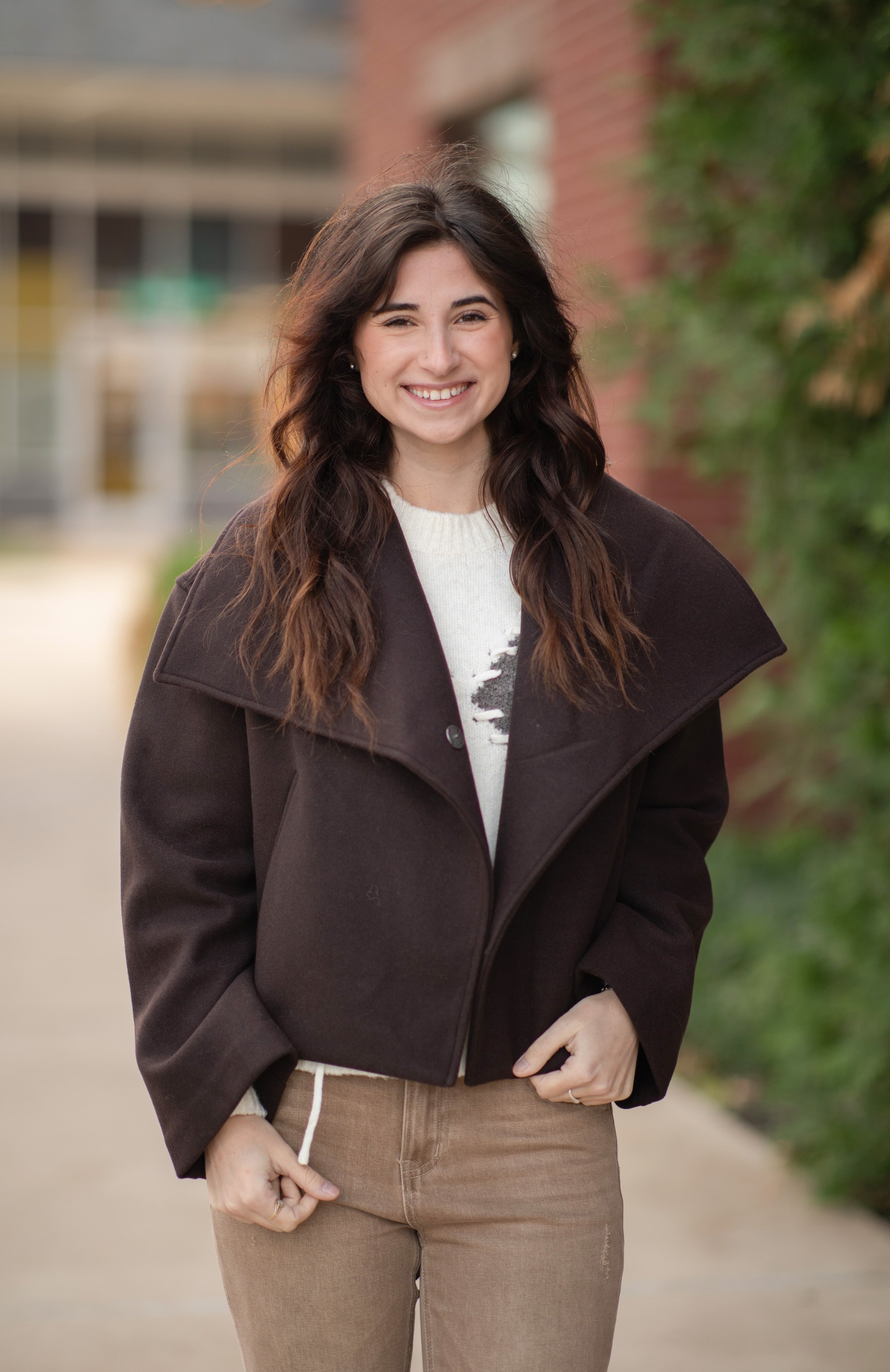 MARTINA LADIES MELTON SHORT JACKET W/ OVERSIZED COLLAR