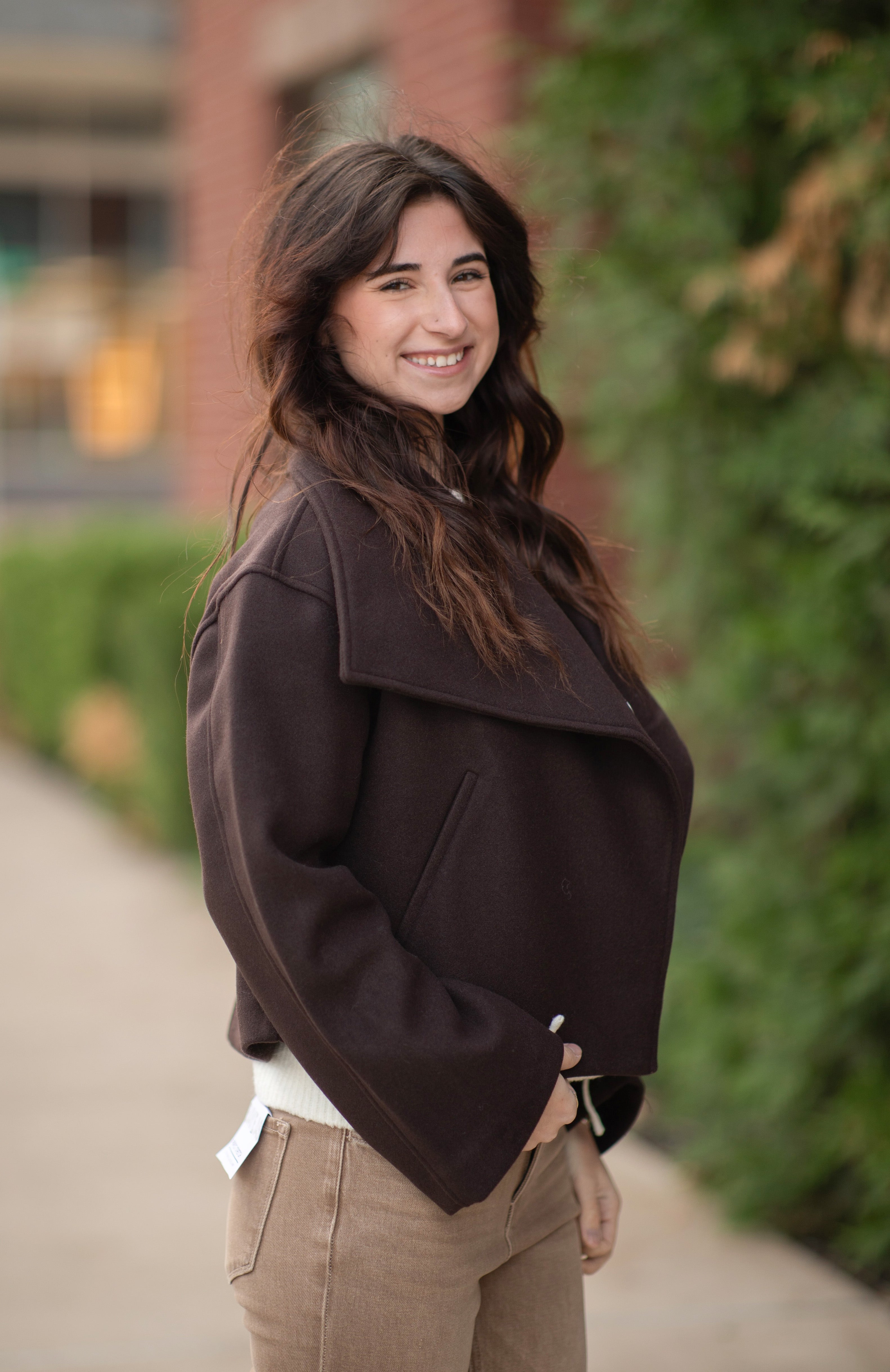 MARTINA LADIES MELTON SHORT JACKET W/ OVERSIZED COLLAR