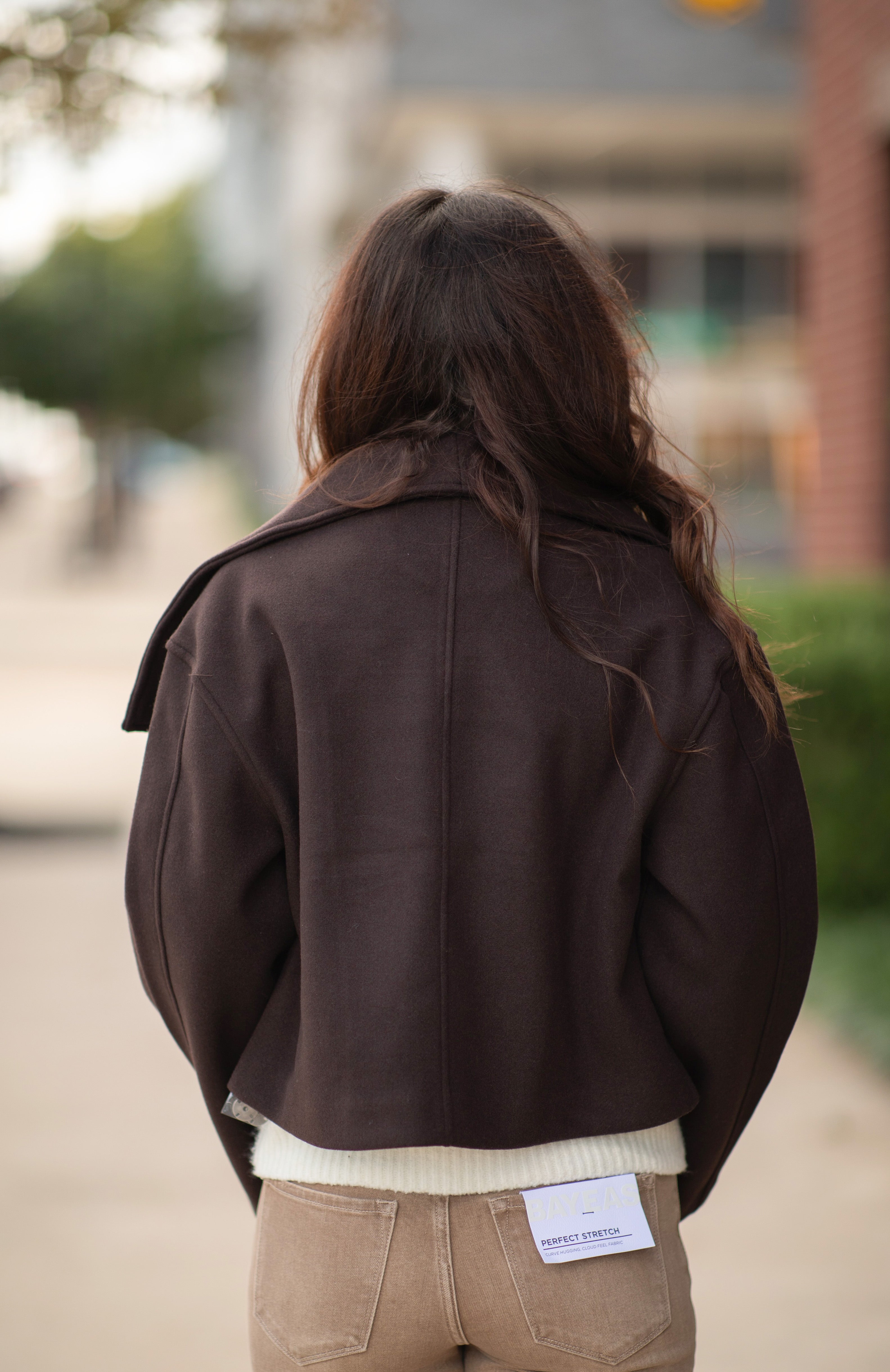 MARTINA LADIES MELTON SHORT JACKET W/ OVERSIZED COLLAR
