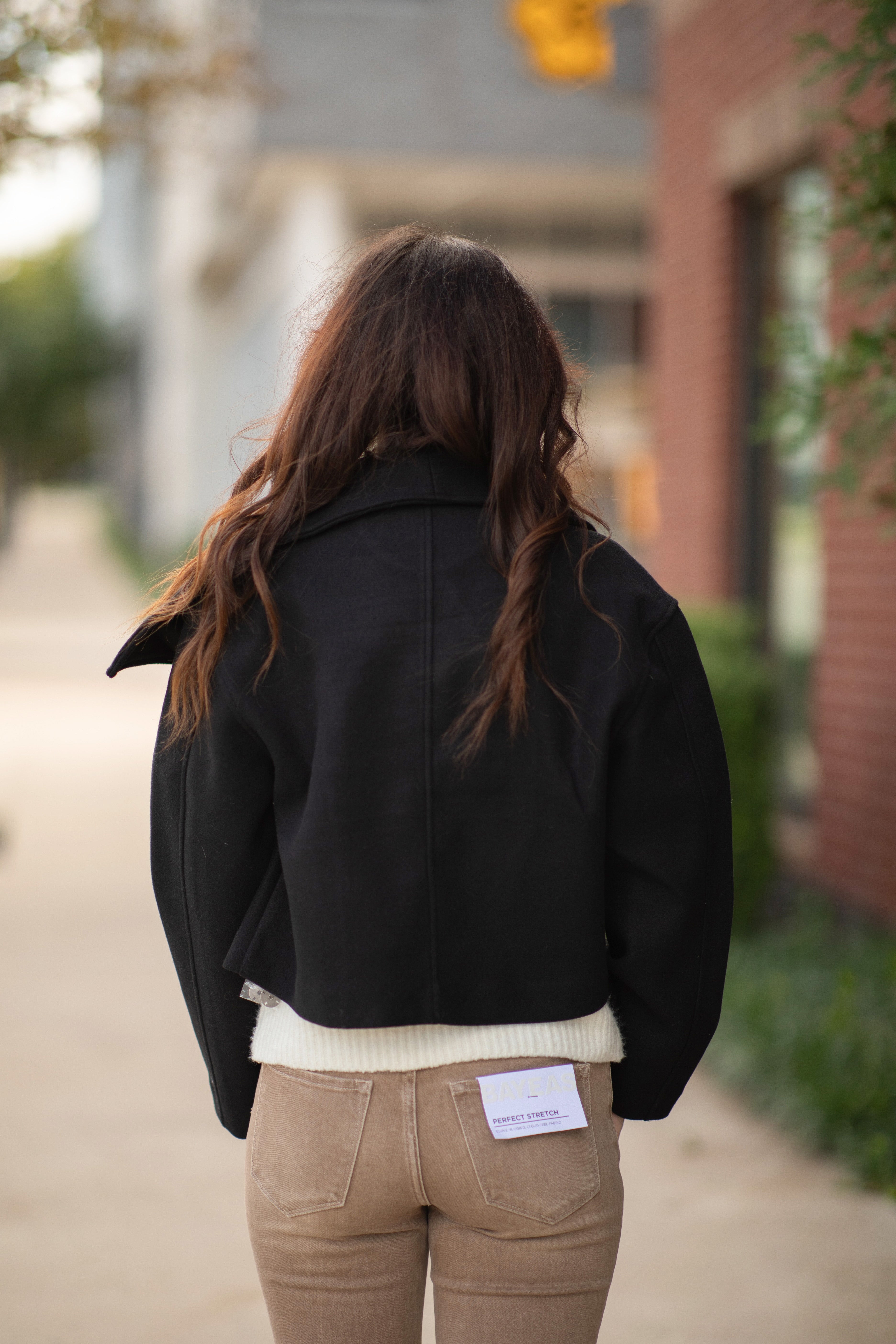 MARTINA LADIES MELTON SHORT JACKET W/ OVERSIZED COLLAR