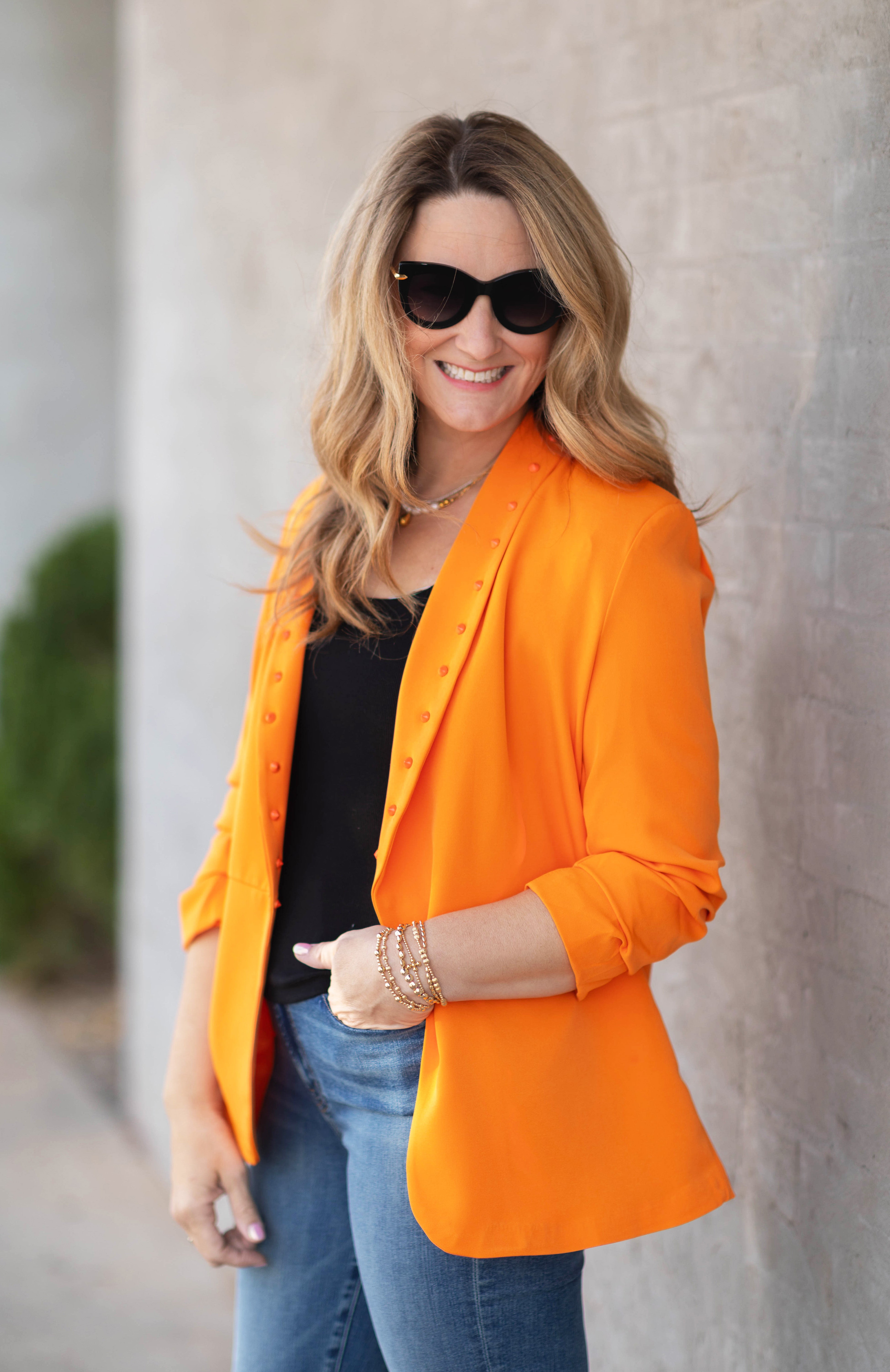 Orange Studded Blazer