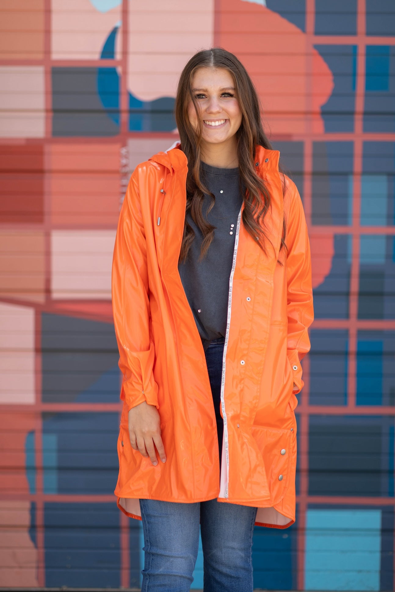 Long Glossy Raincoat