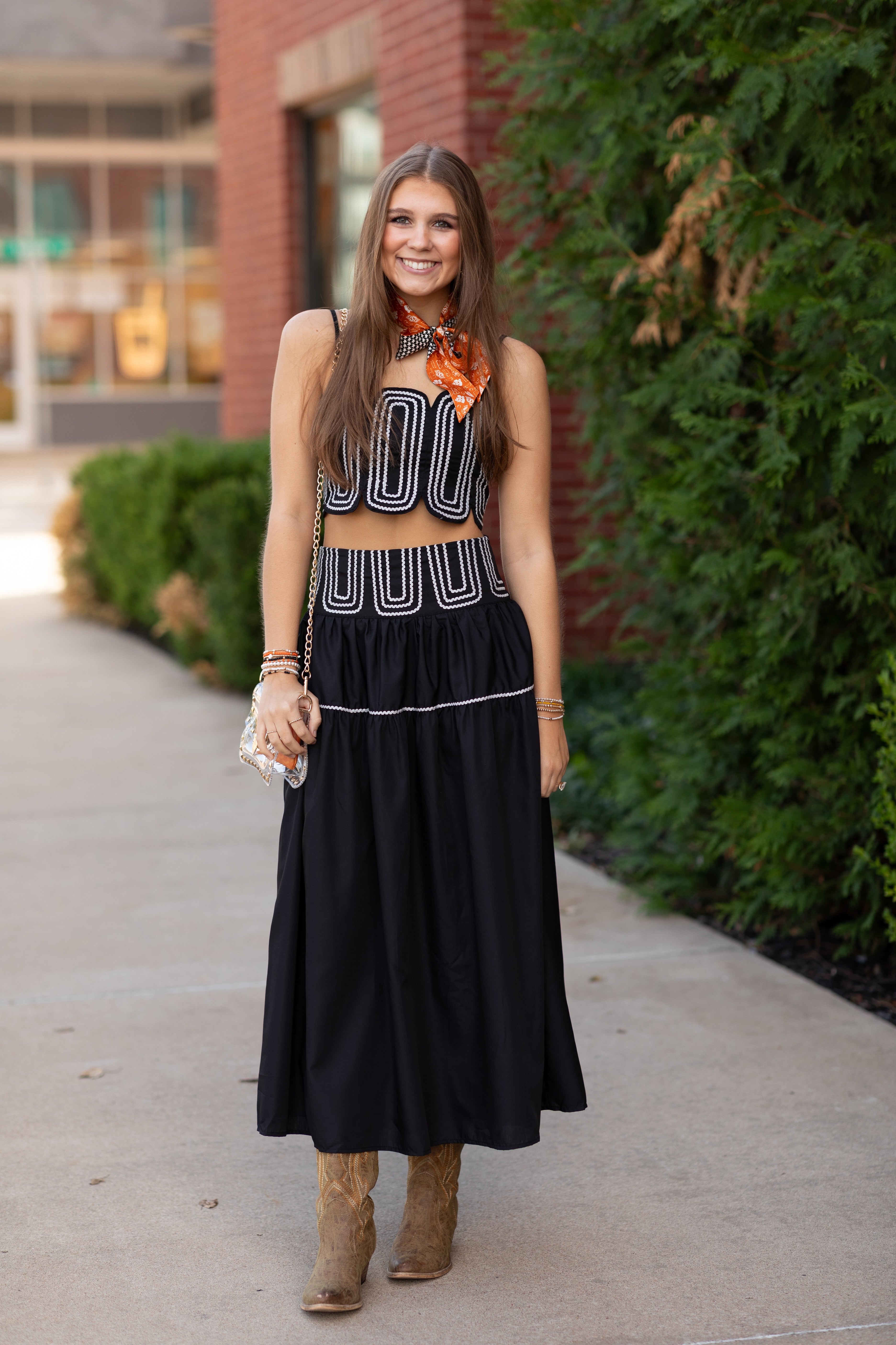 Lace Trimmed Top & Skirt Set