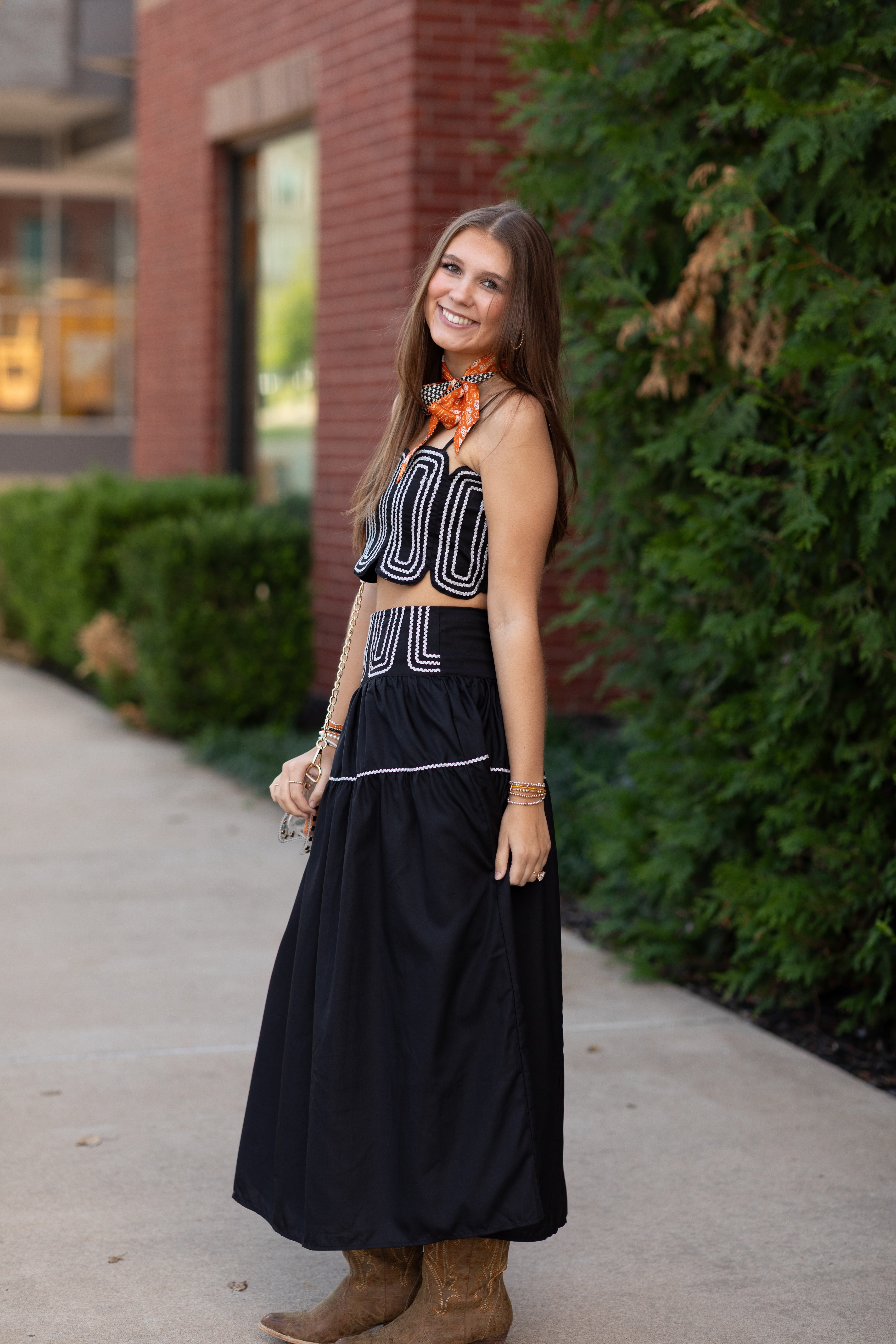 Lace Trimmed Top & Skirt Set