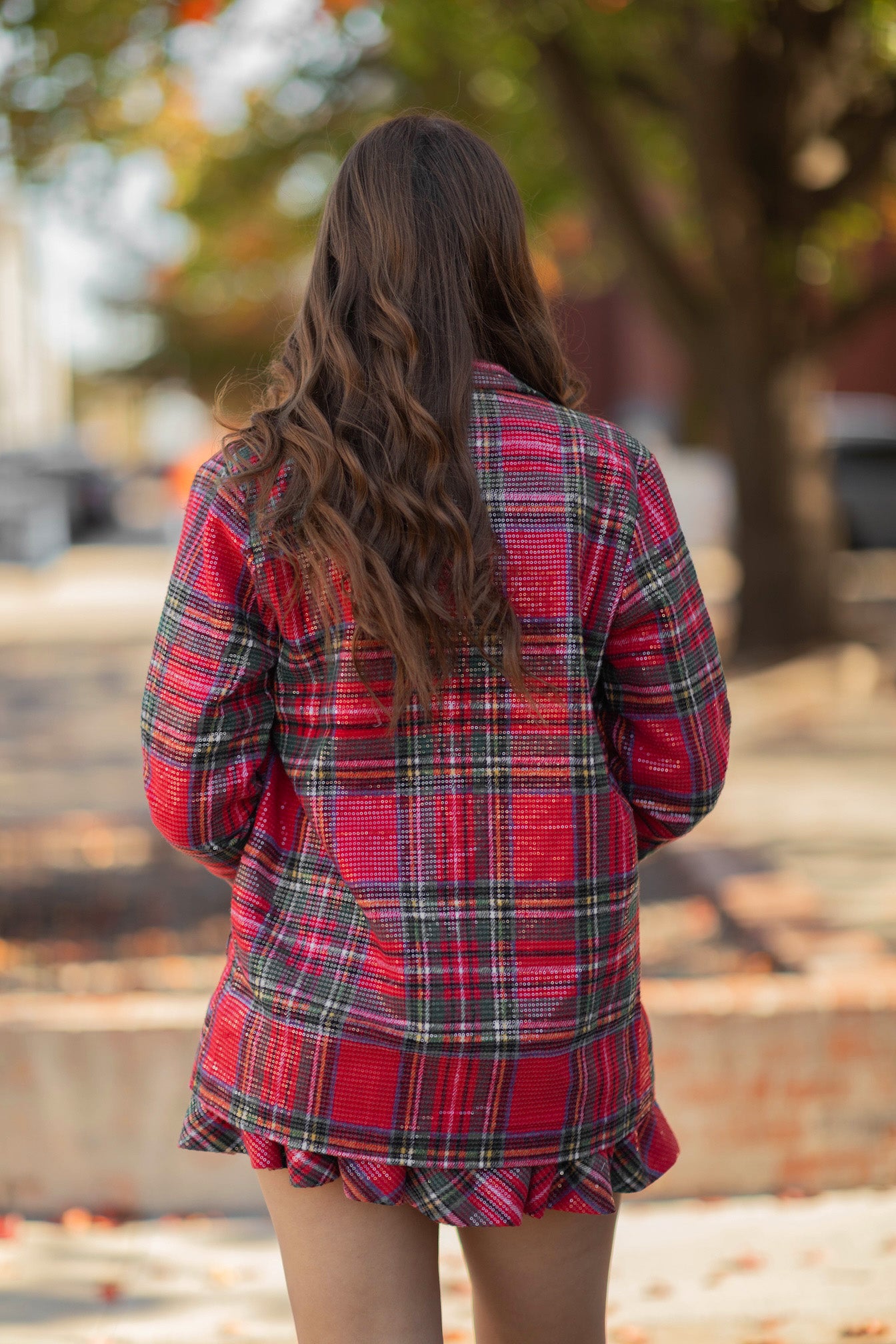 Plaid Sequin Patch Jacket