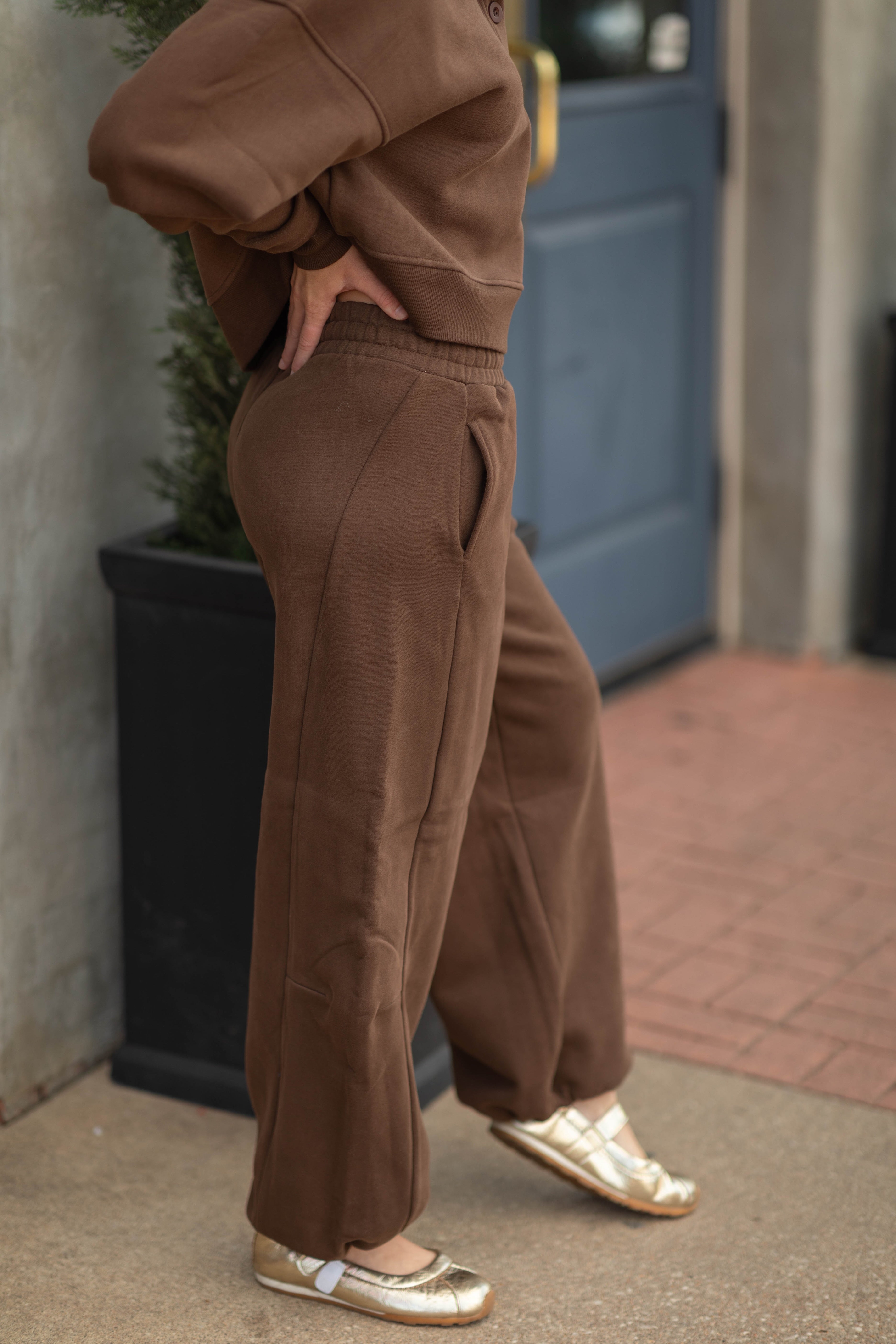 BEATA FLEECE PULL ON BARREL PANT W/ ADJUSTABLE HEM