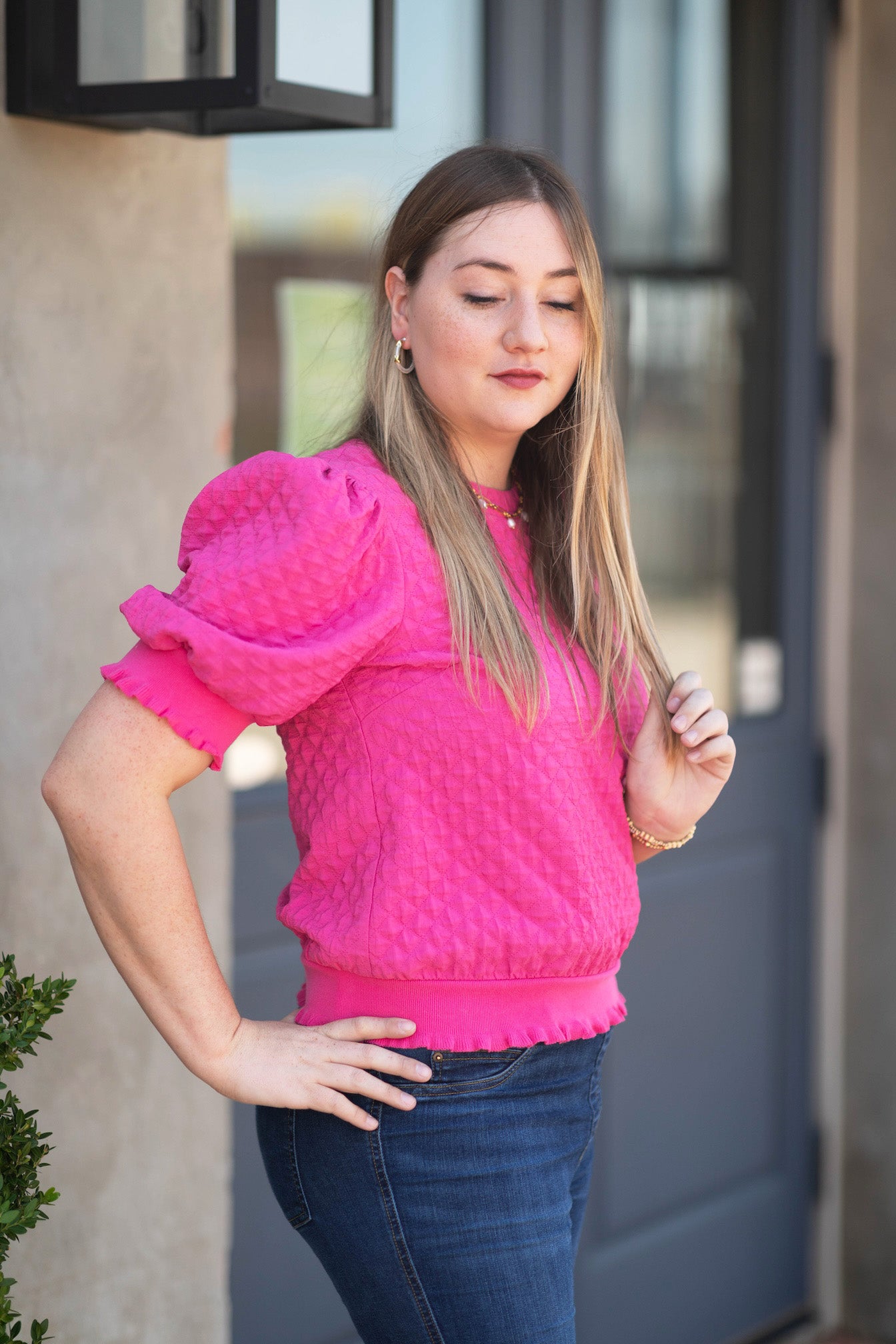 All That Textured Banded Blouse