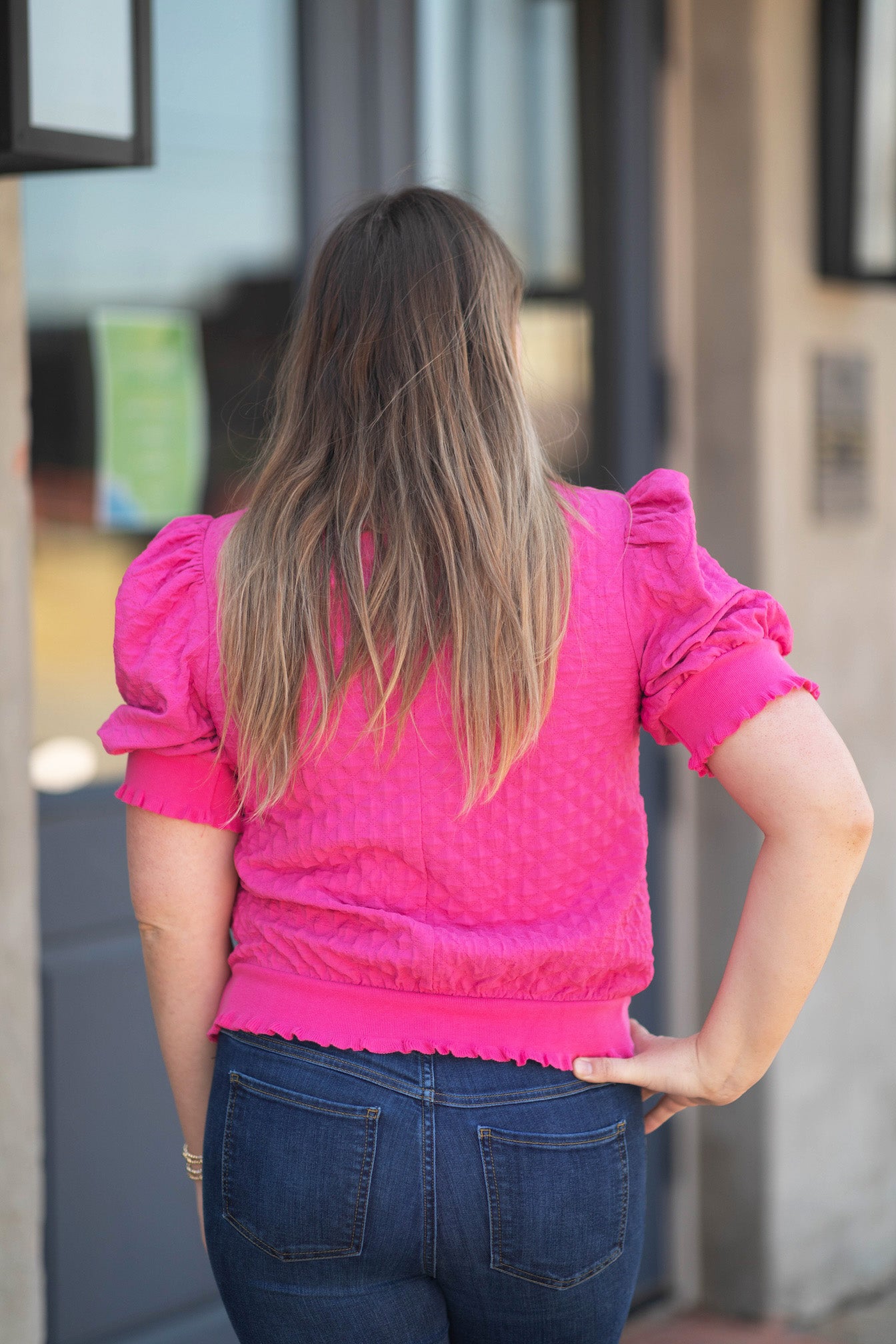 All That Textured Banded Blouse