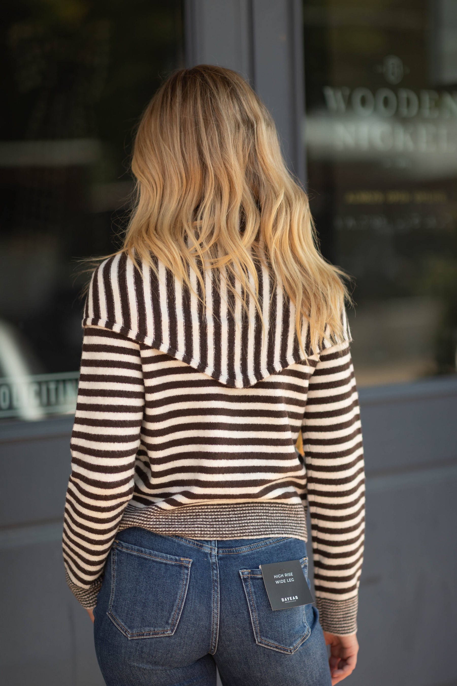NEELA LONG SLEEVE  STRIPED SWEATER WITH SCARF