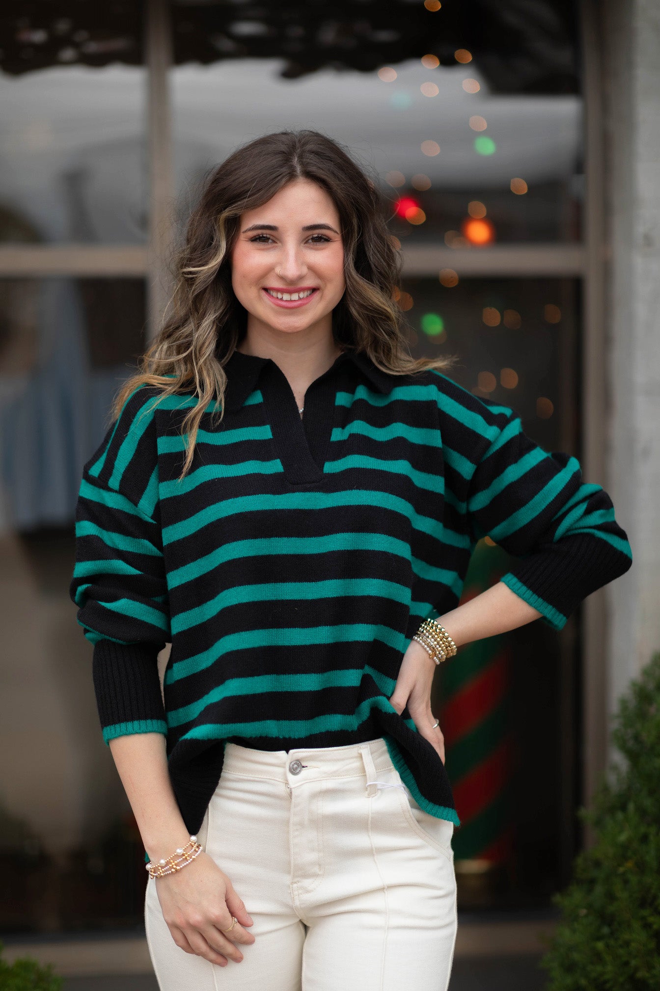 Striped Polo Sweater